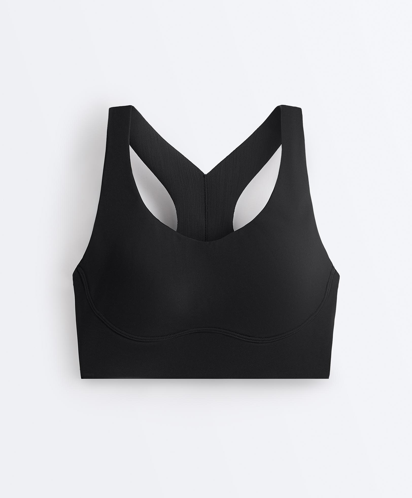Medium-support compressive bra with cups — BLACK