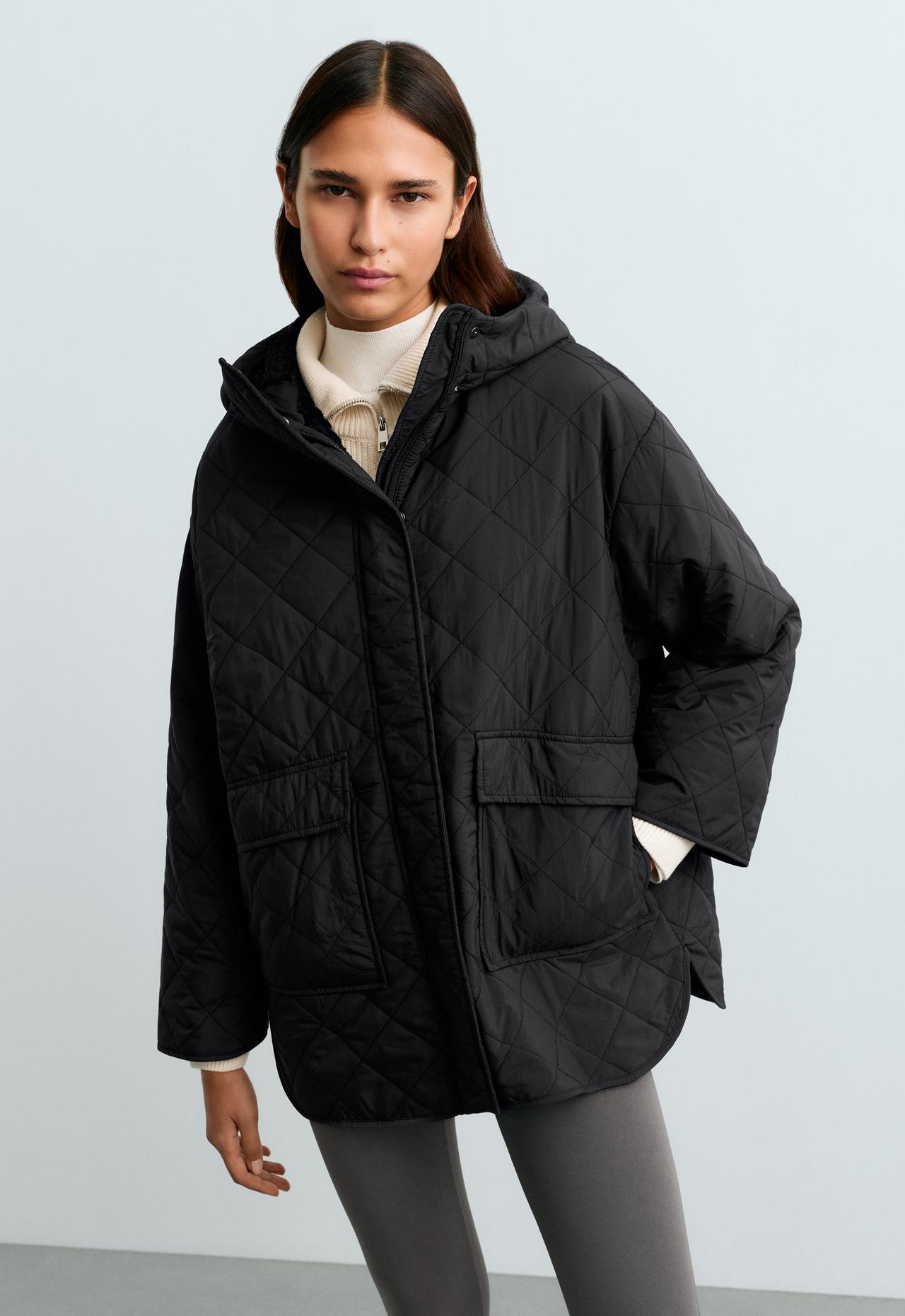 Fellex® aerogel padded jacket with faux-fur-effect lining — BLACK