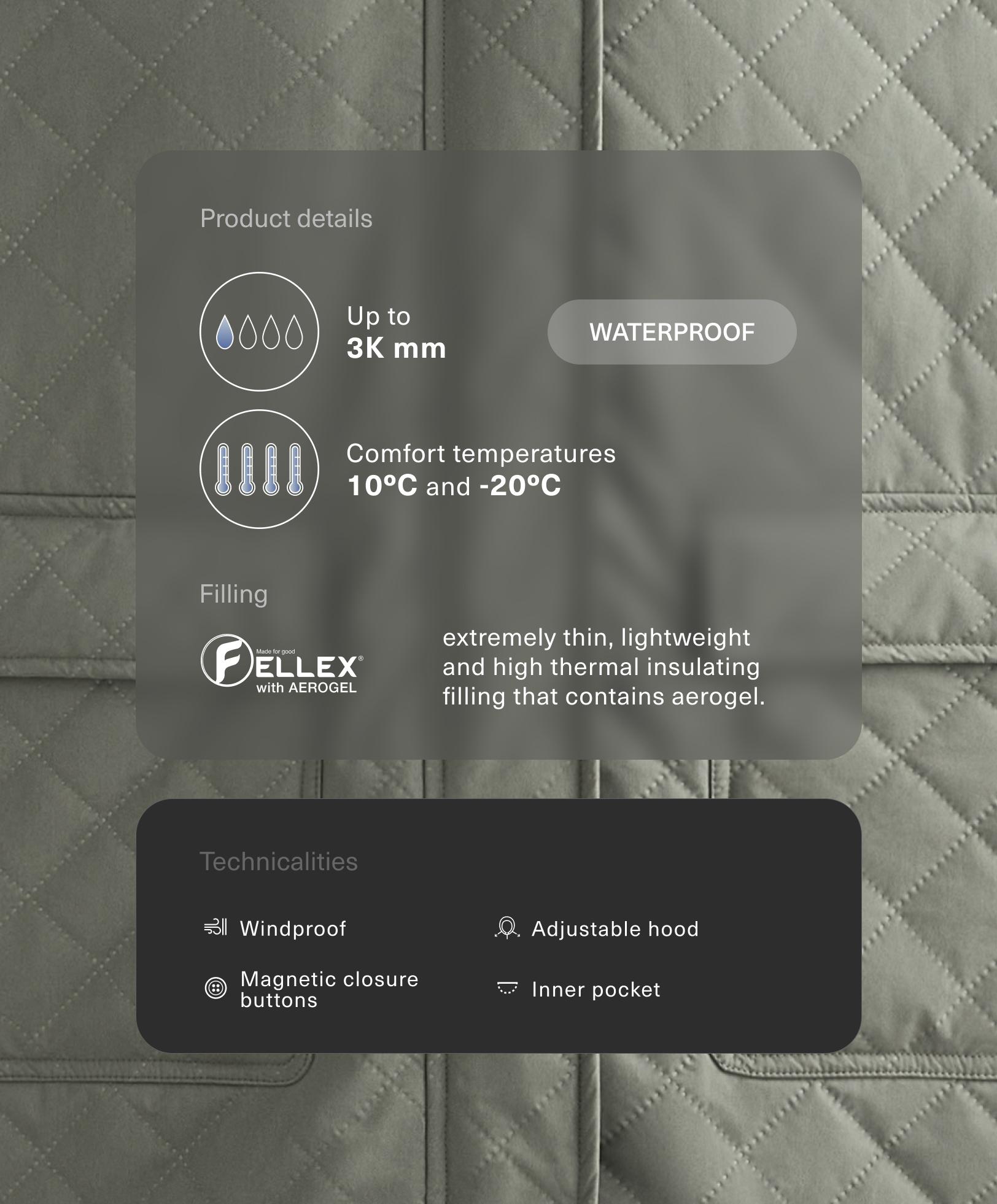 Chaqueta larga acolchada impermeable 3k FELLEX® con AEROGEL - Rebajas