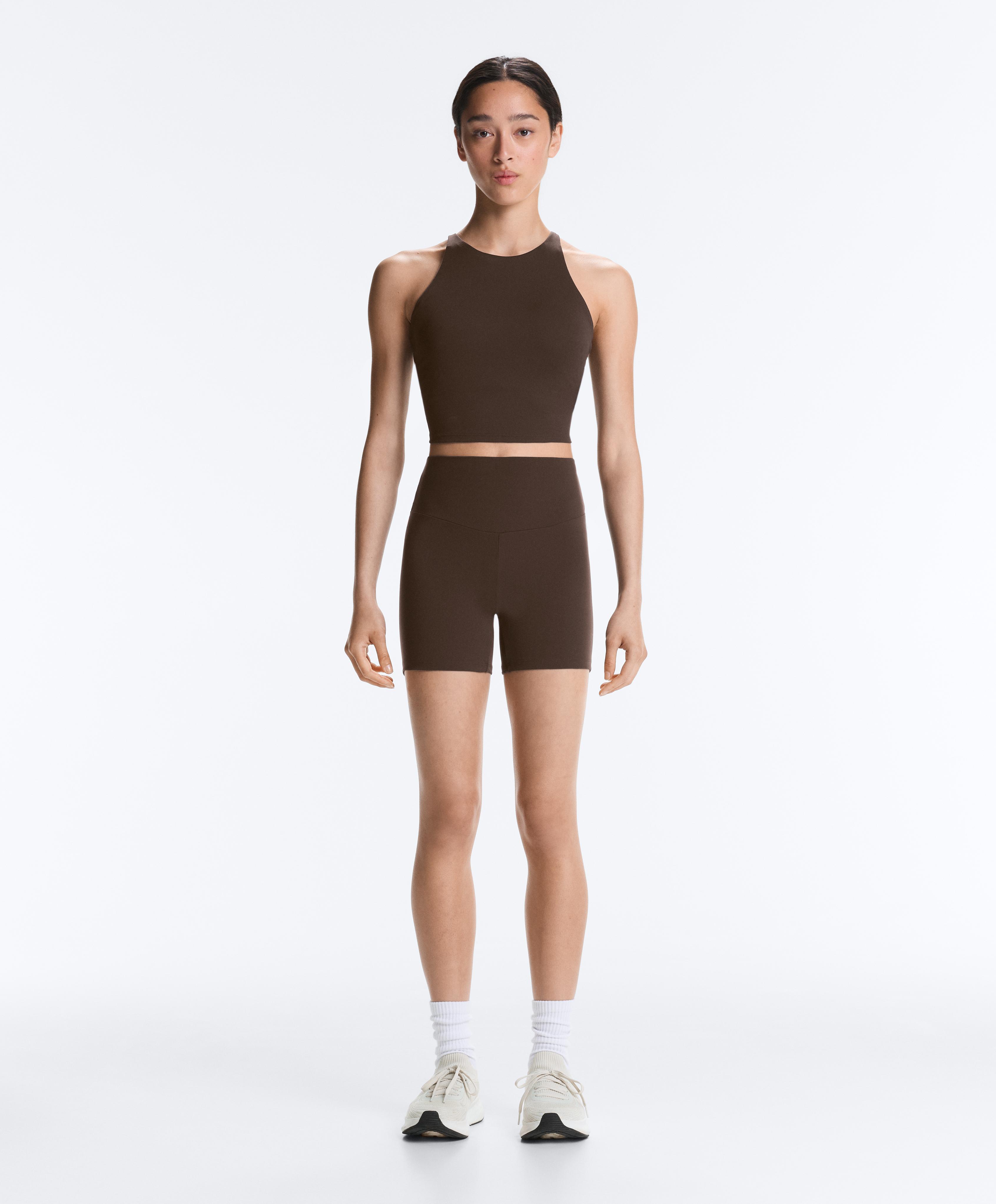 Comfortlux high-waisted 10cm hot pants — DARK BROWN