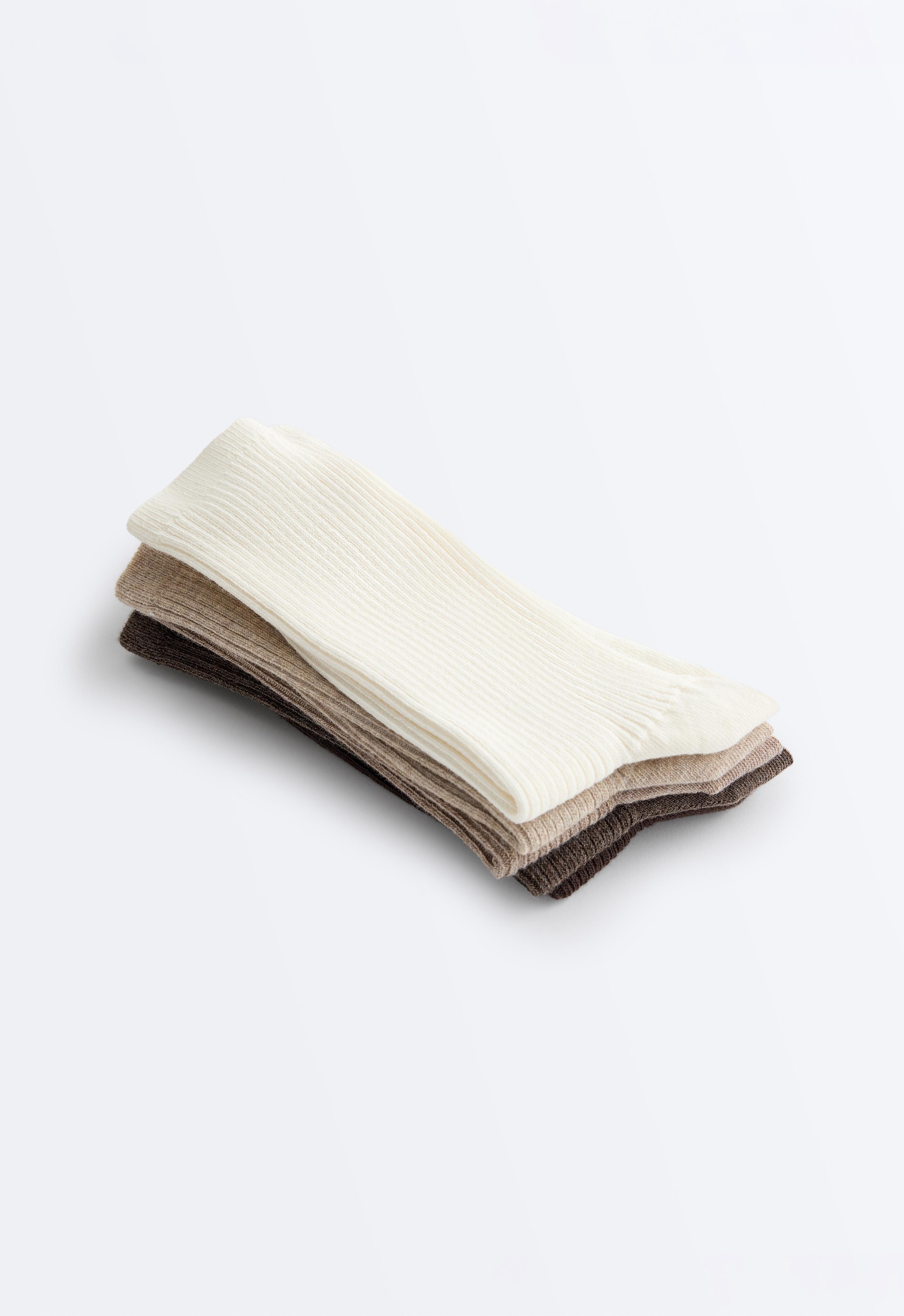 5 pairs of cotton blend classic socks — SAND MELANGE