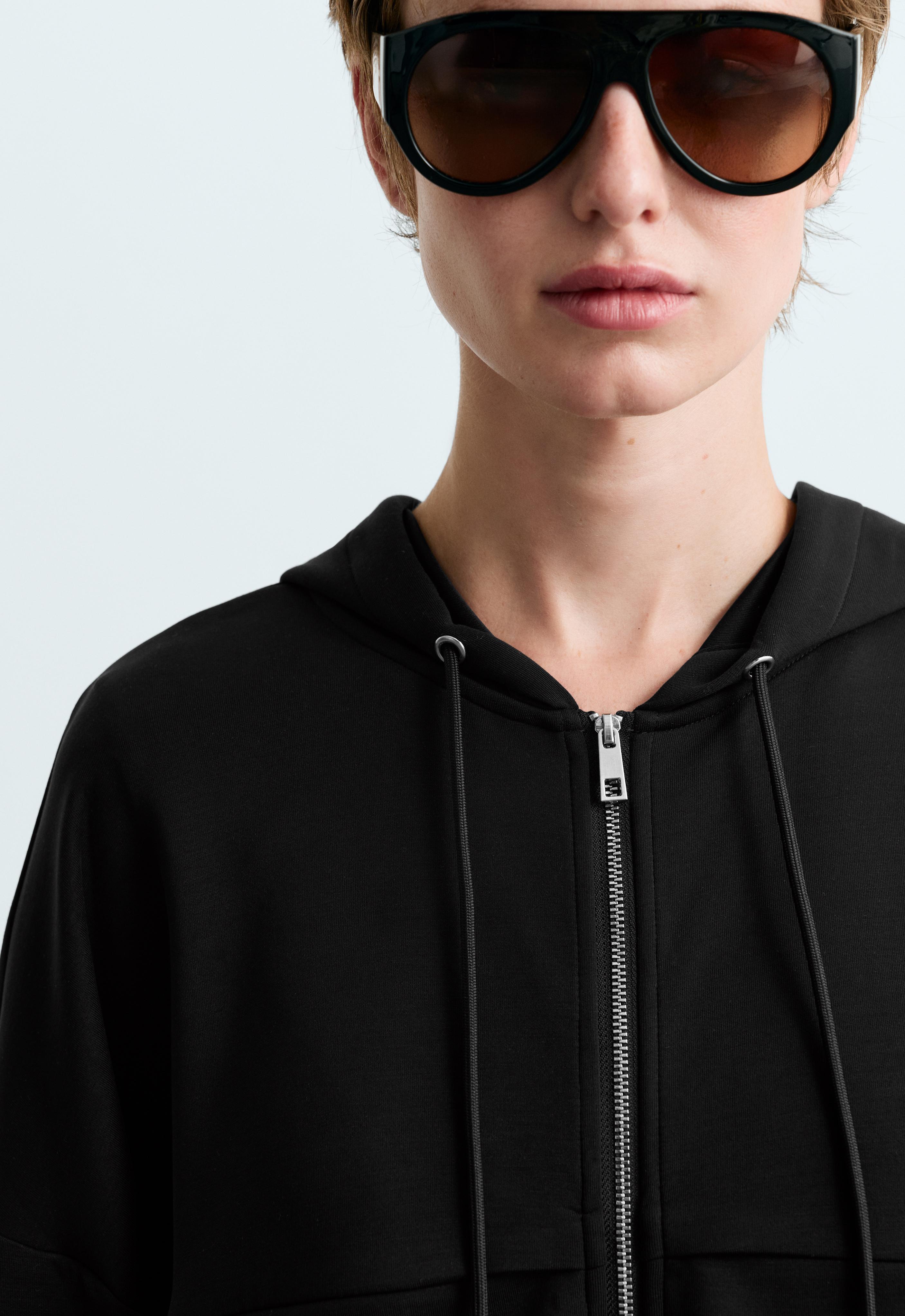 Soft-touch jacket with modal — BLACK