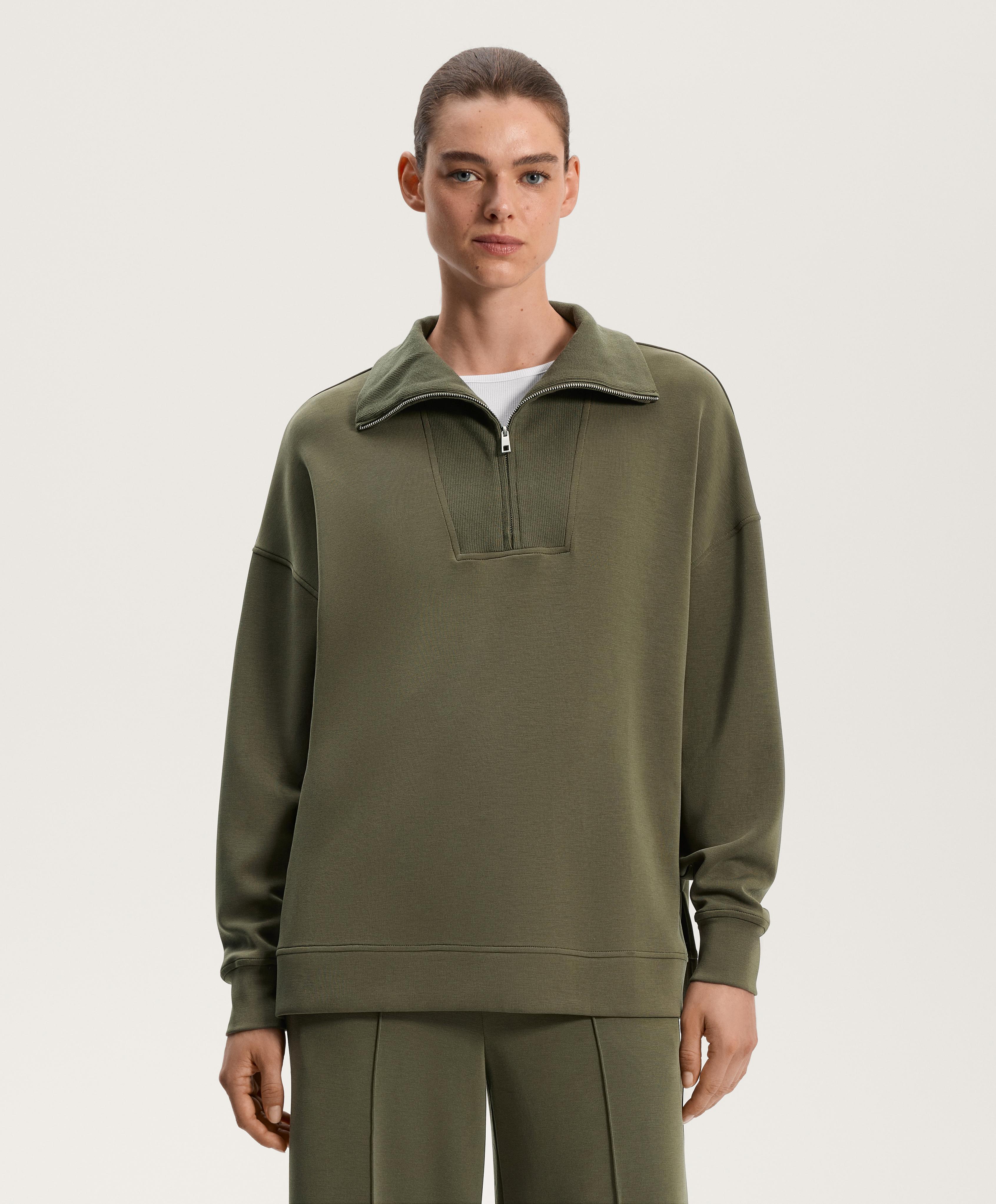 Sudadera media cremallera detalle rib con modal tacto suave Sudadera media cremallera detalle rib con modal tacto suave