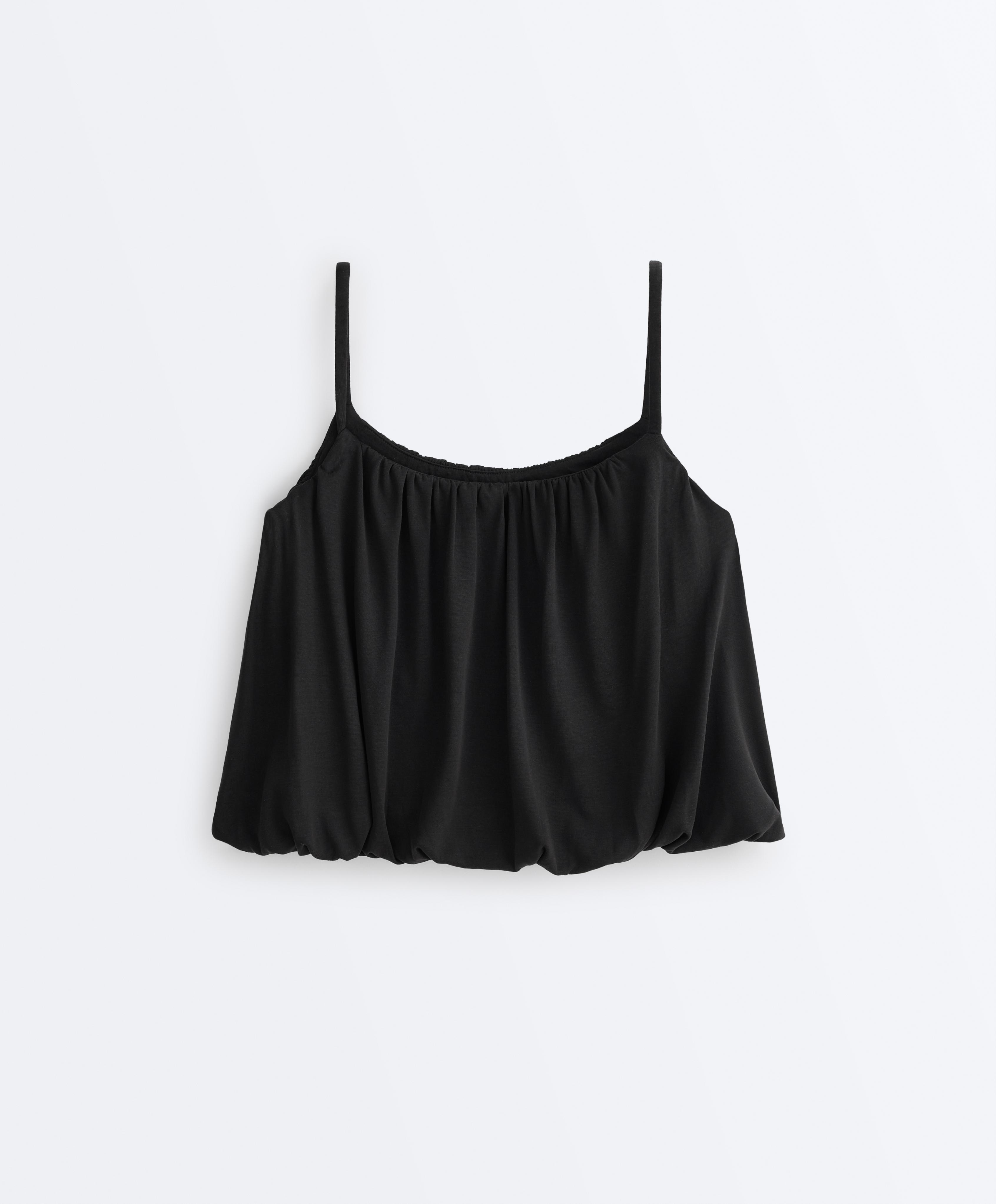 Modal blend strappy top — BLACK