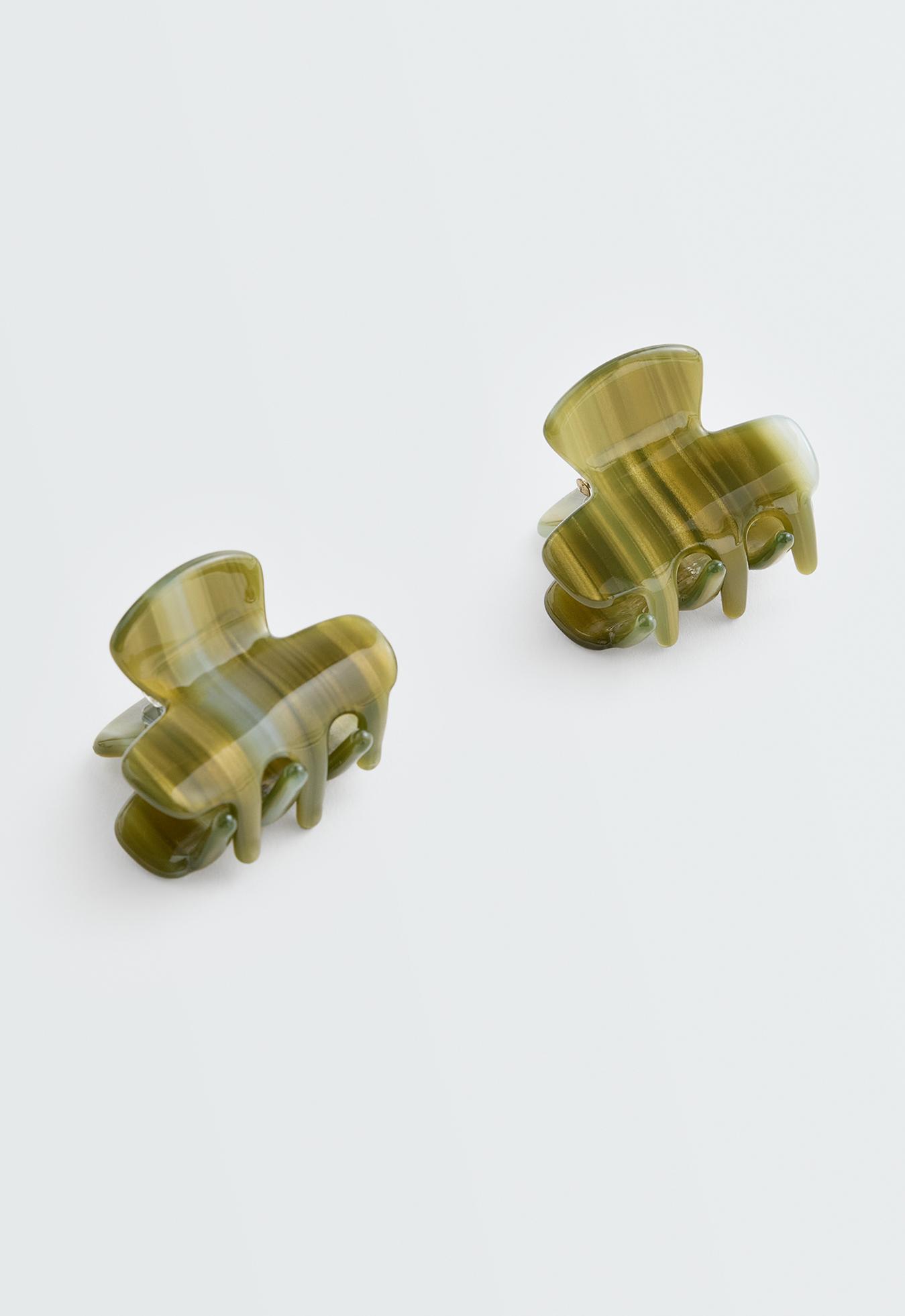 2 mini acetate hair clips — WASHED OLIVE GREEN