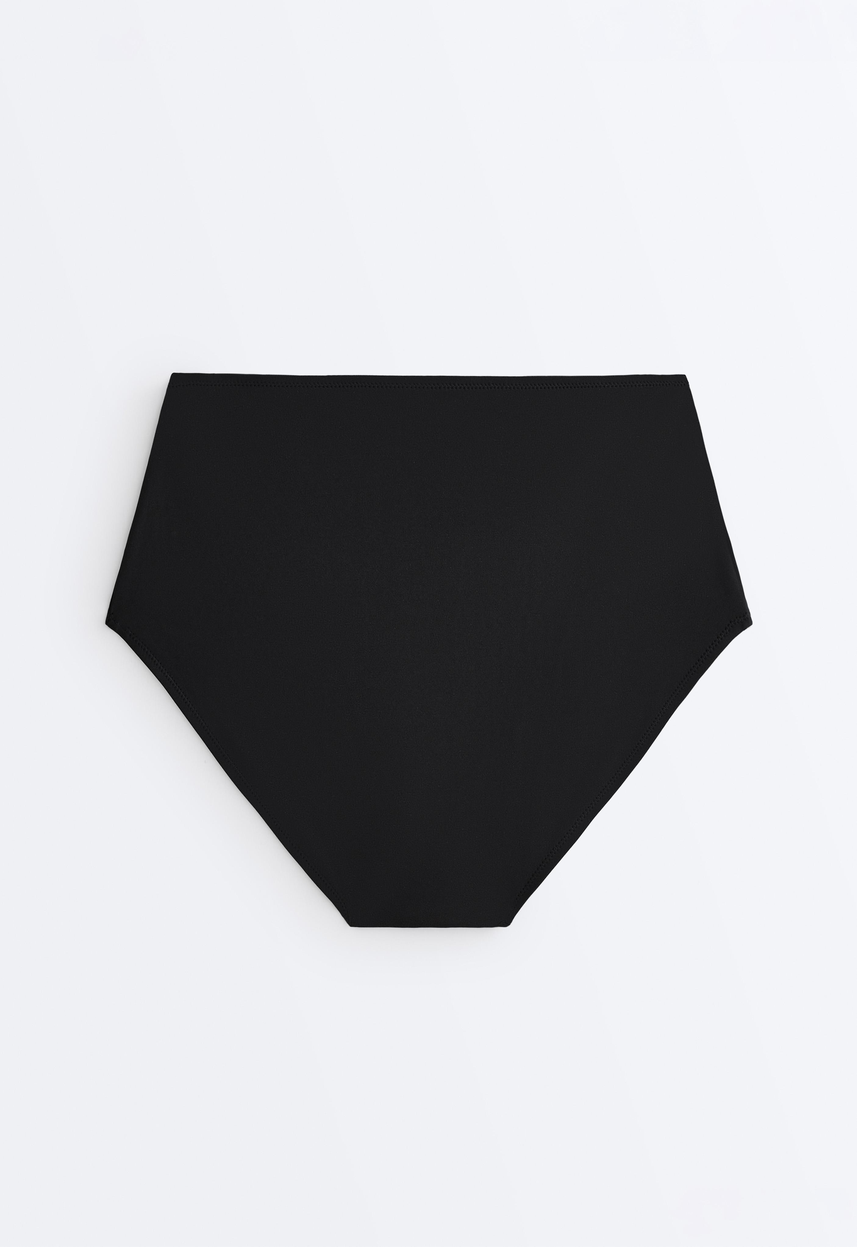 Shapewear-effect high-waisted bikini briefs — BLACK