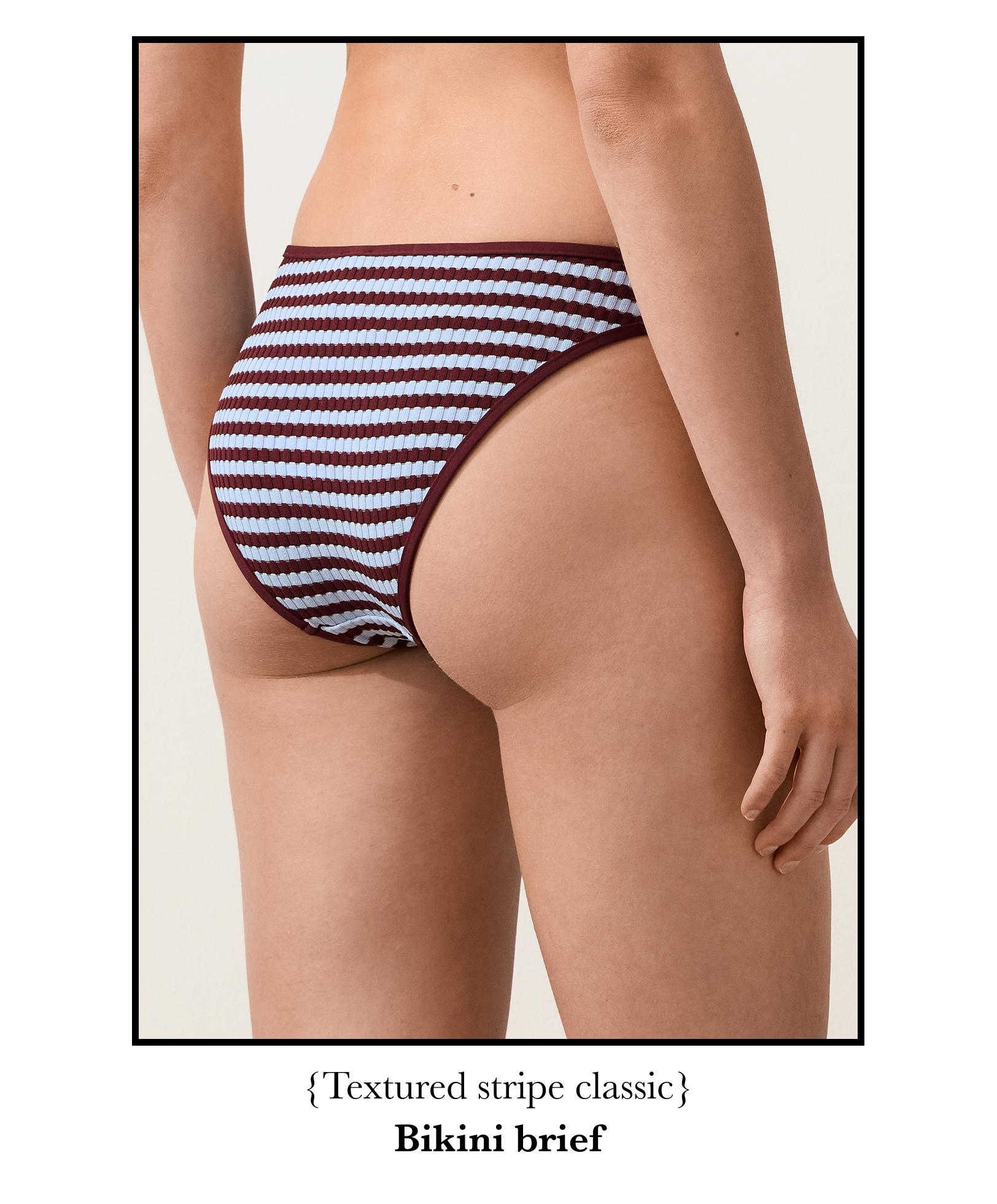Textured stripe classic bikini briefs — CHERRY