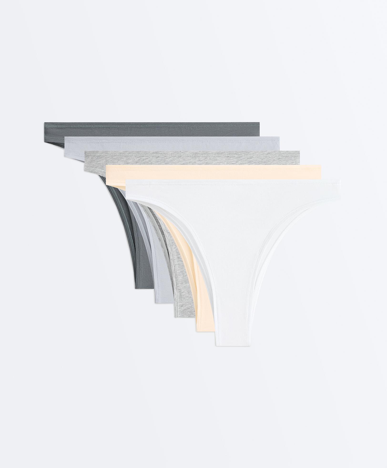 5 cotton blend Brazilian briefs — VANILLA