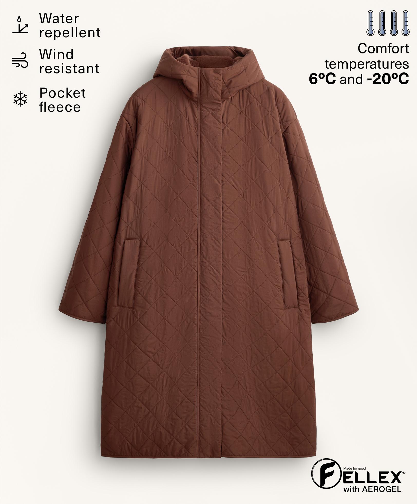 Lange gewatteerde waterafstotende FELLEX® jas met AEROGEL Lange gewatteerde waterafstotende FELLEX® jas met AEROGEL