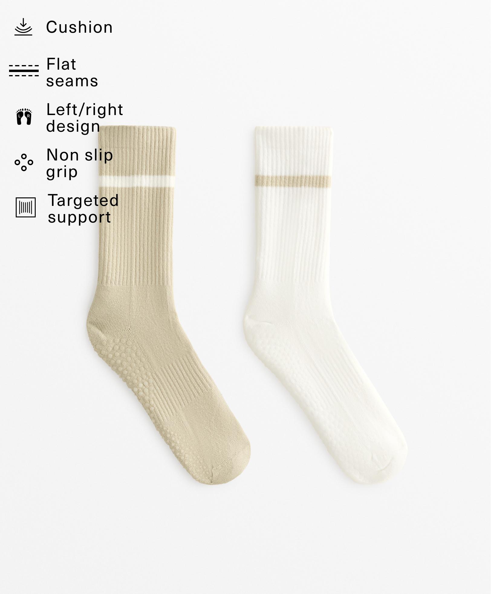 2 pairs of classic cotton blend yoga and Pilates socks