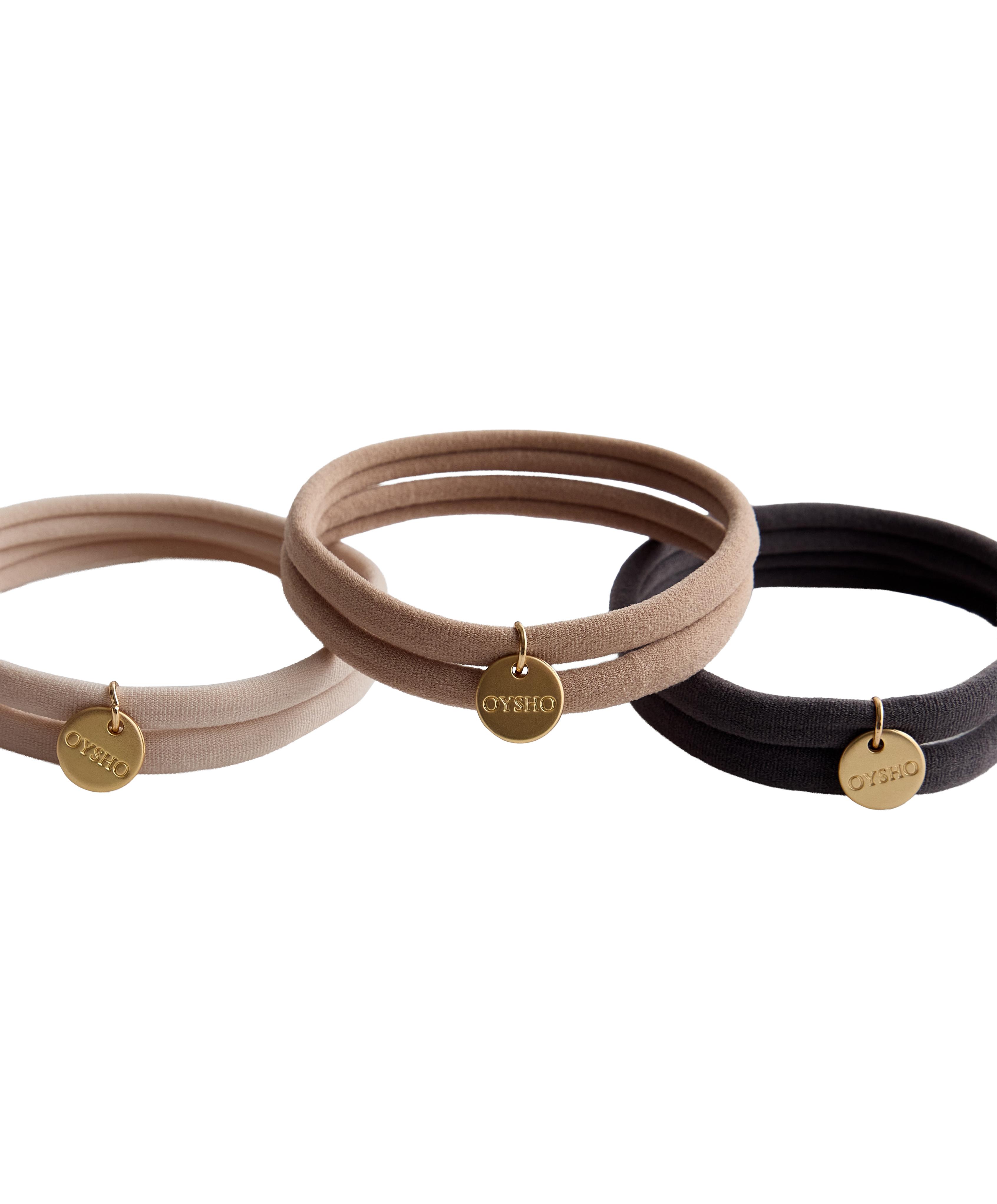 6 Oysho plaque hair ties — BLUE-GREY
