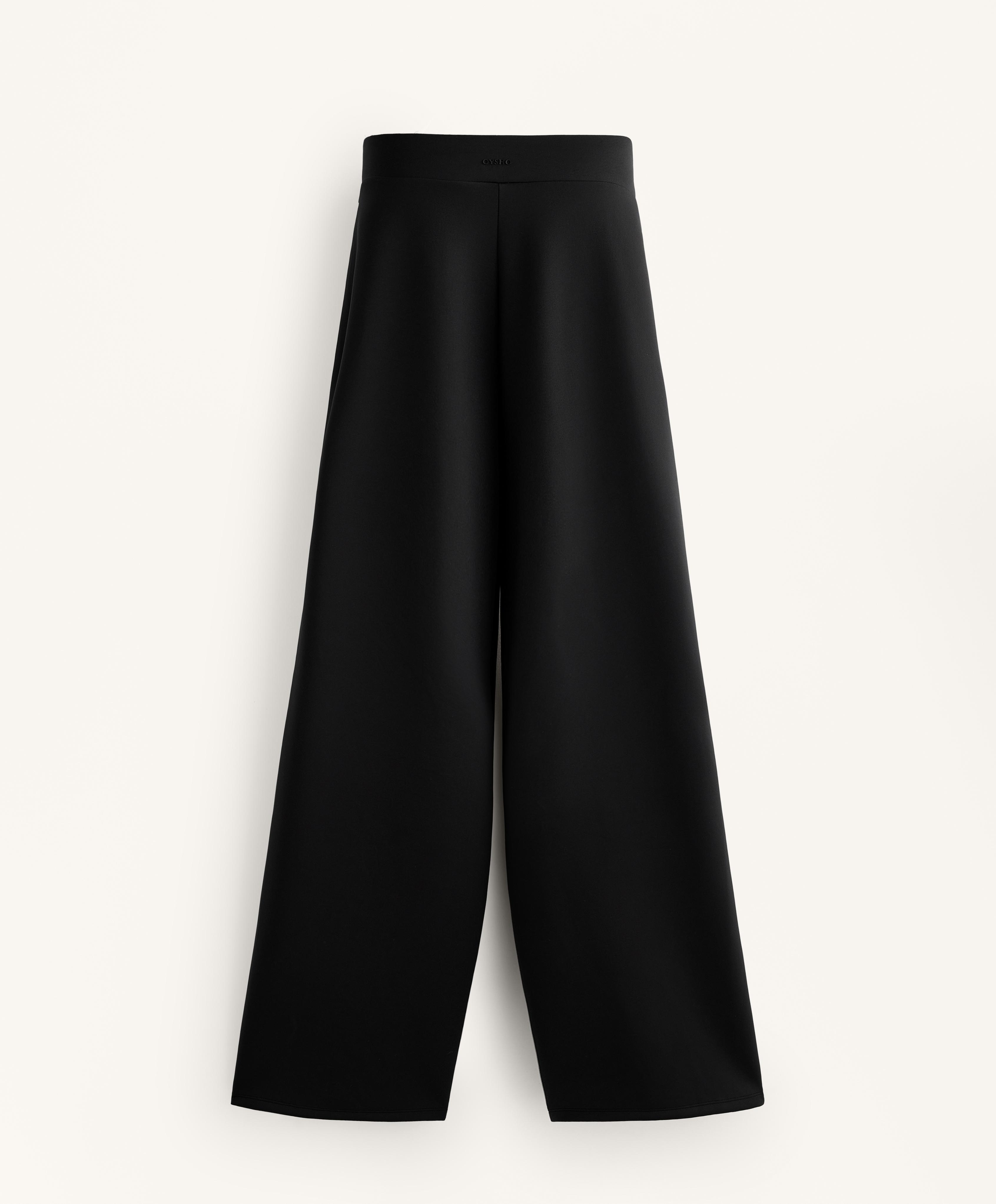 High-rise, full-length neoprene effect trousers with zip High-rise, full-length neoprene effect trousers with zip