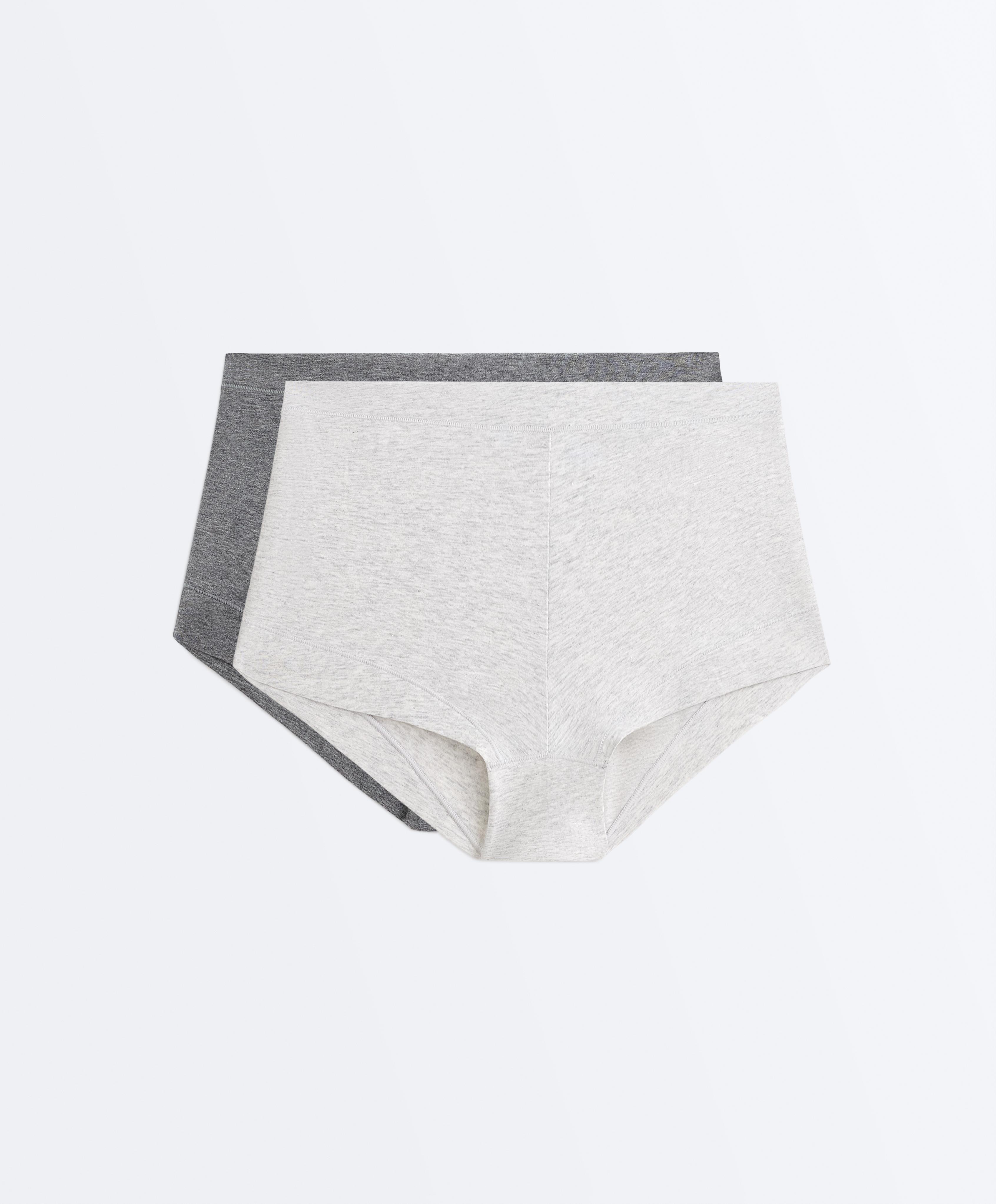2 cotton blend shortie briefs — GREY MELANGE