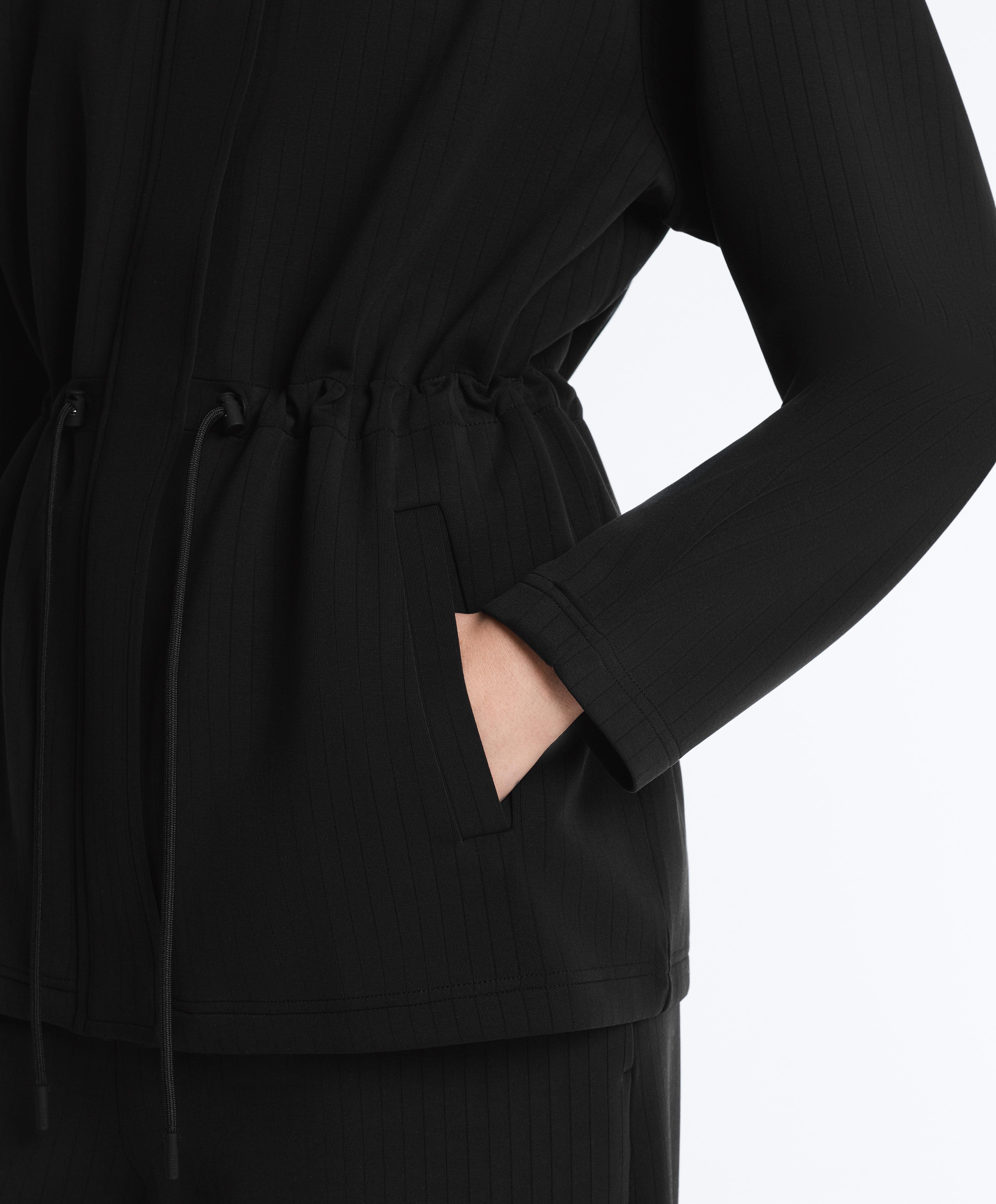 Long Utility jacket with soft-touch modal — BLACK