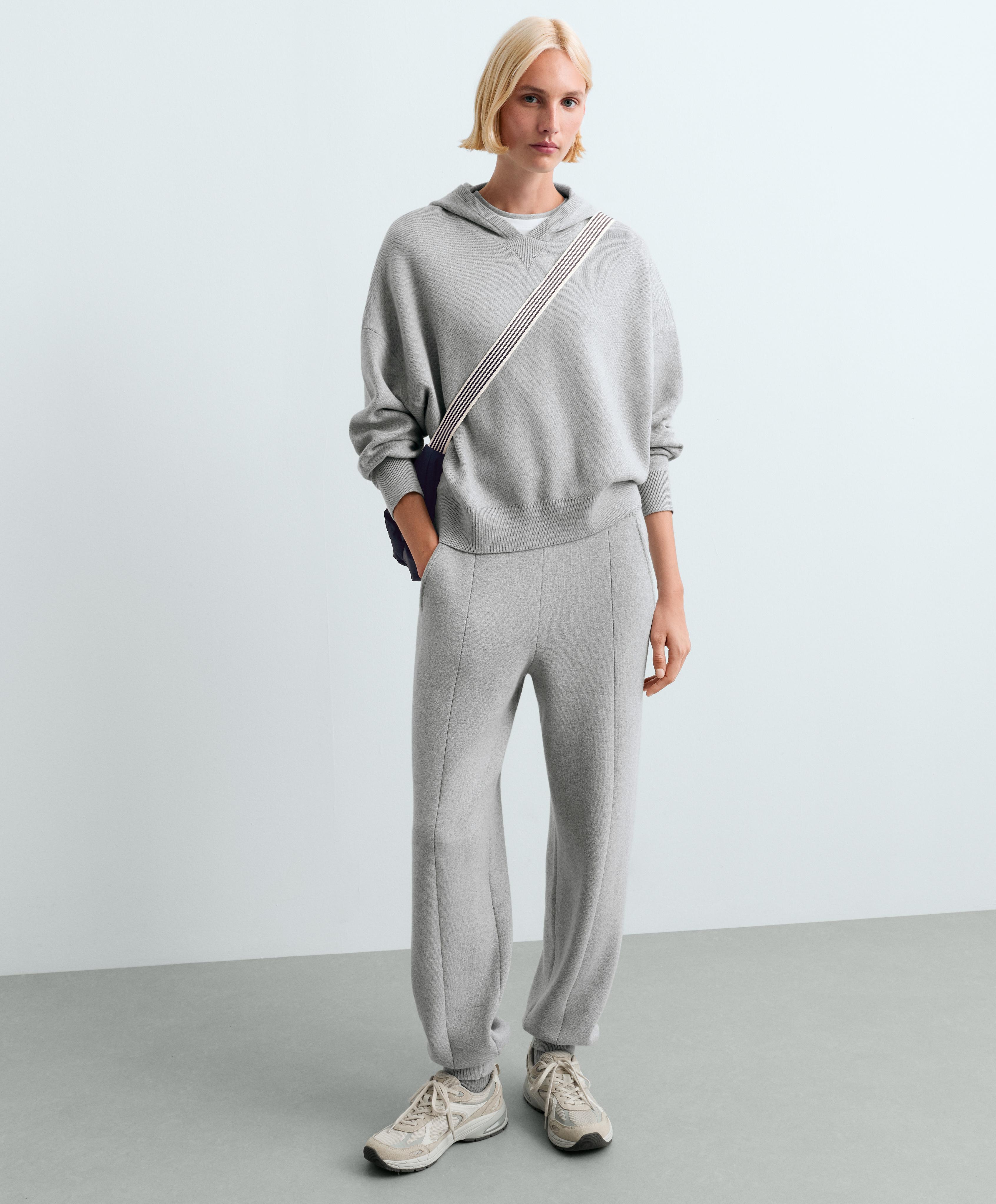 Cotton-blend knit joggers — PALE GREY