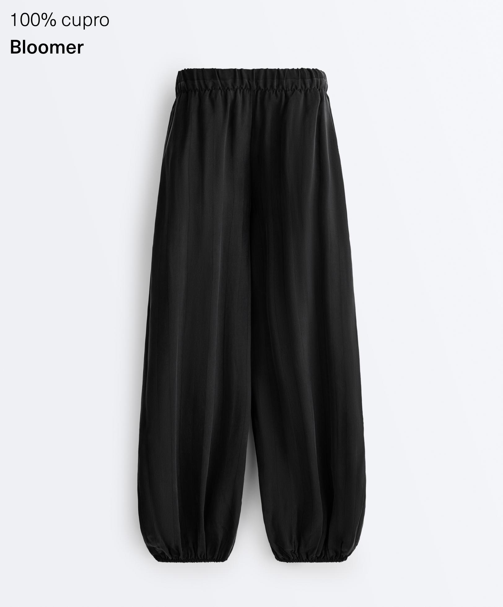 100% Cupro bloomer trousers — BLACK