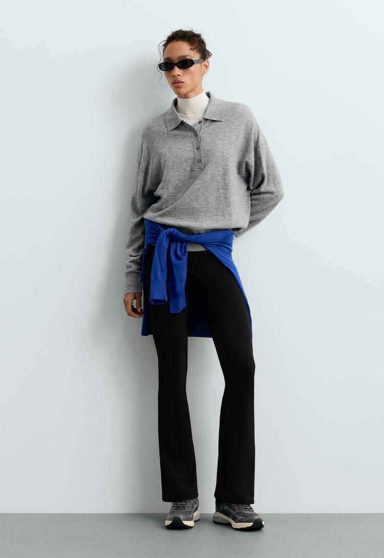 High rise Warm Flare trousers with zips — BLACK