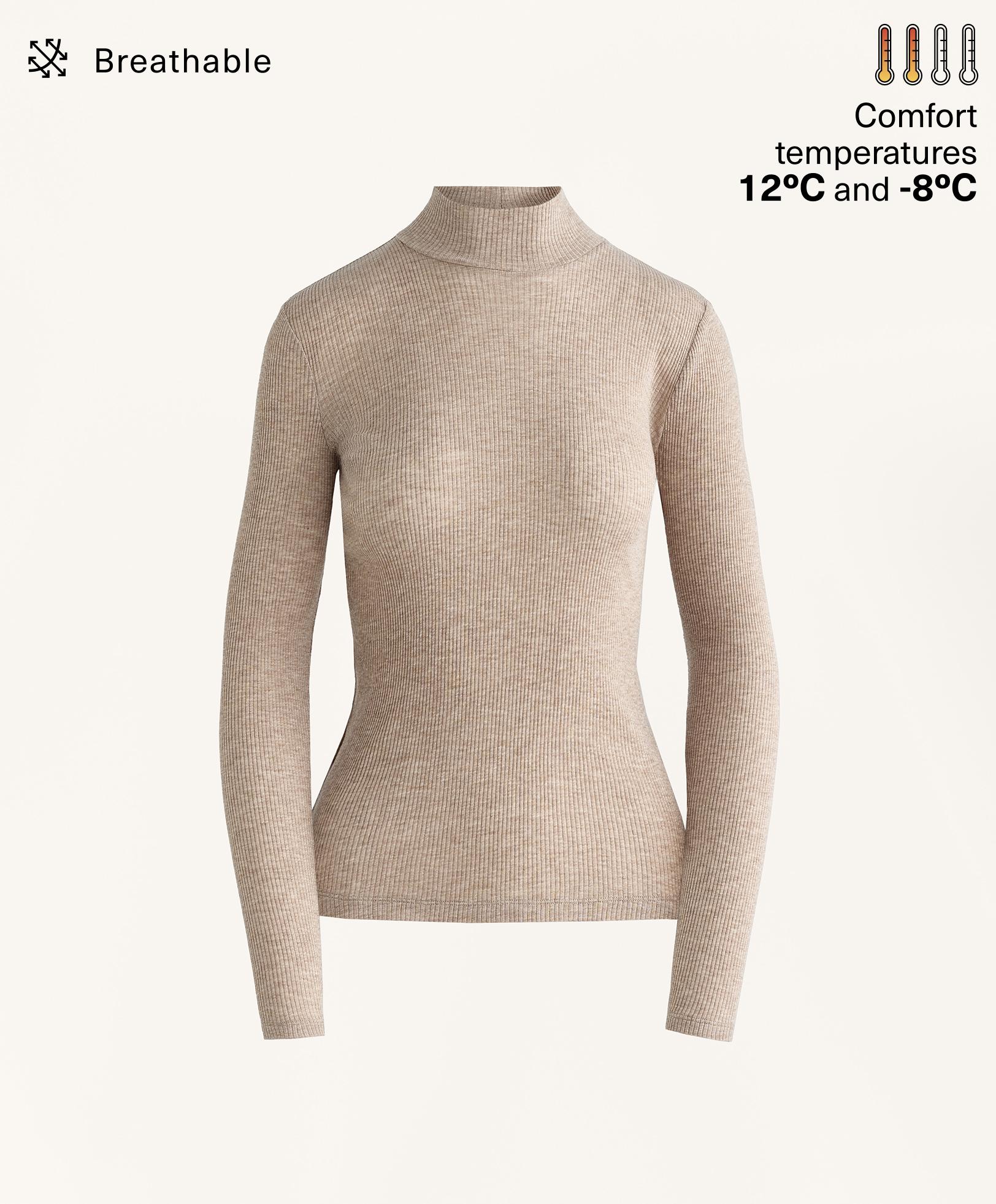 Rib high-neck thermal base layer T-shirt with lyocell Rib high-neck thermal base layer T-shirt with lyocell