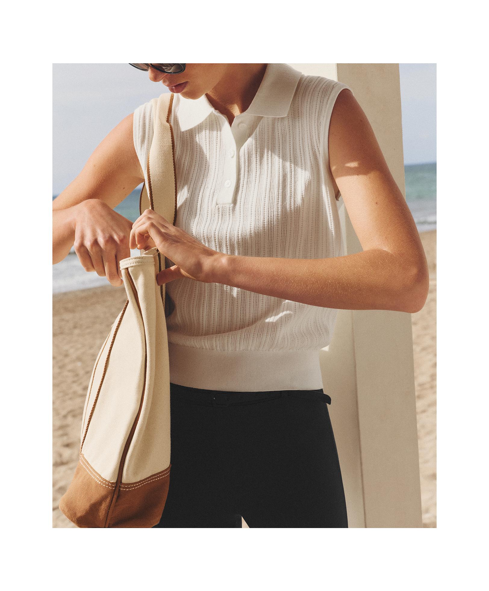 Sleeveless open knit jumper — WHITE 