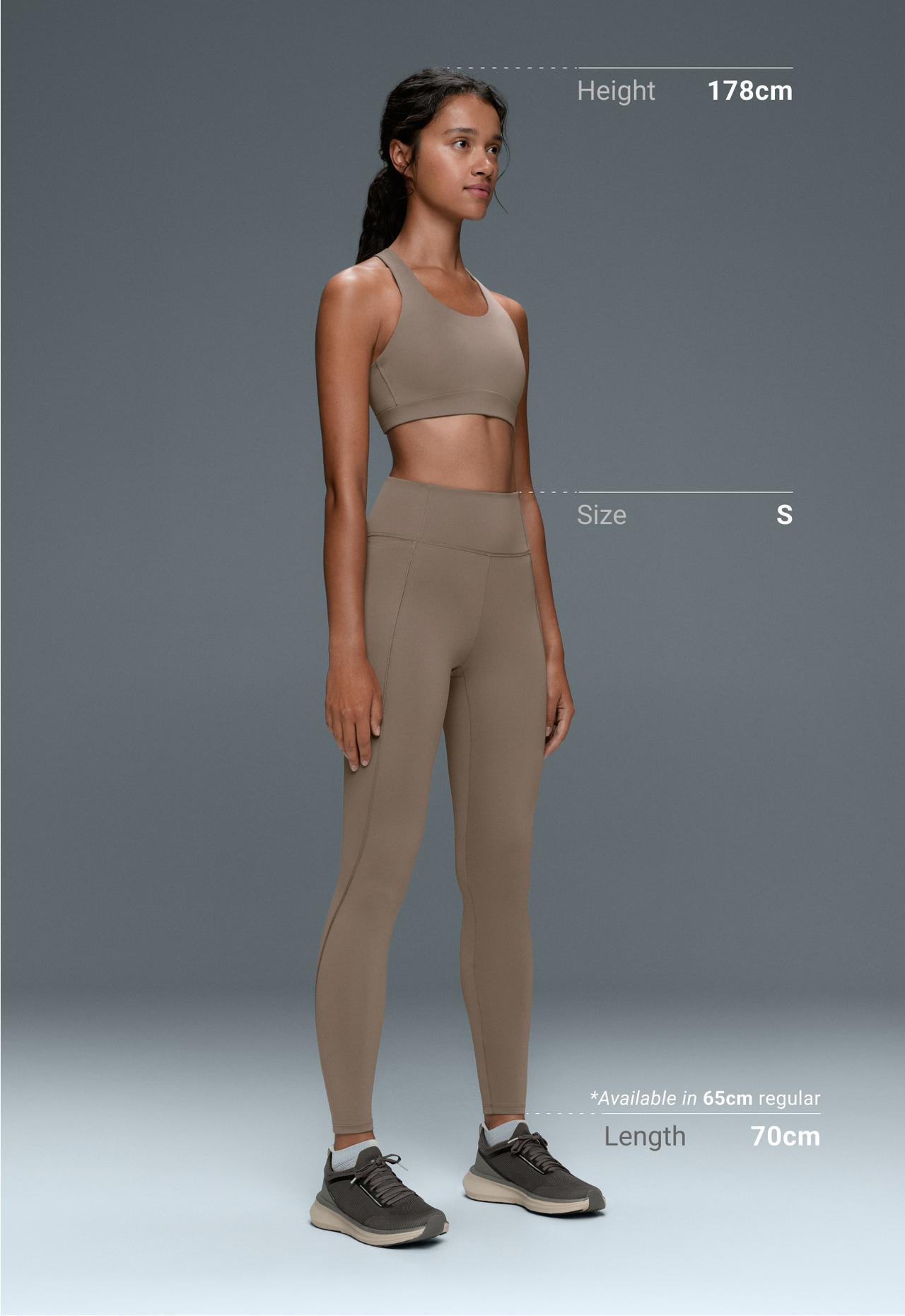 Ankle-length High rise Rapid Dry leggings with pockets — DARK MINK