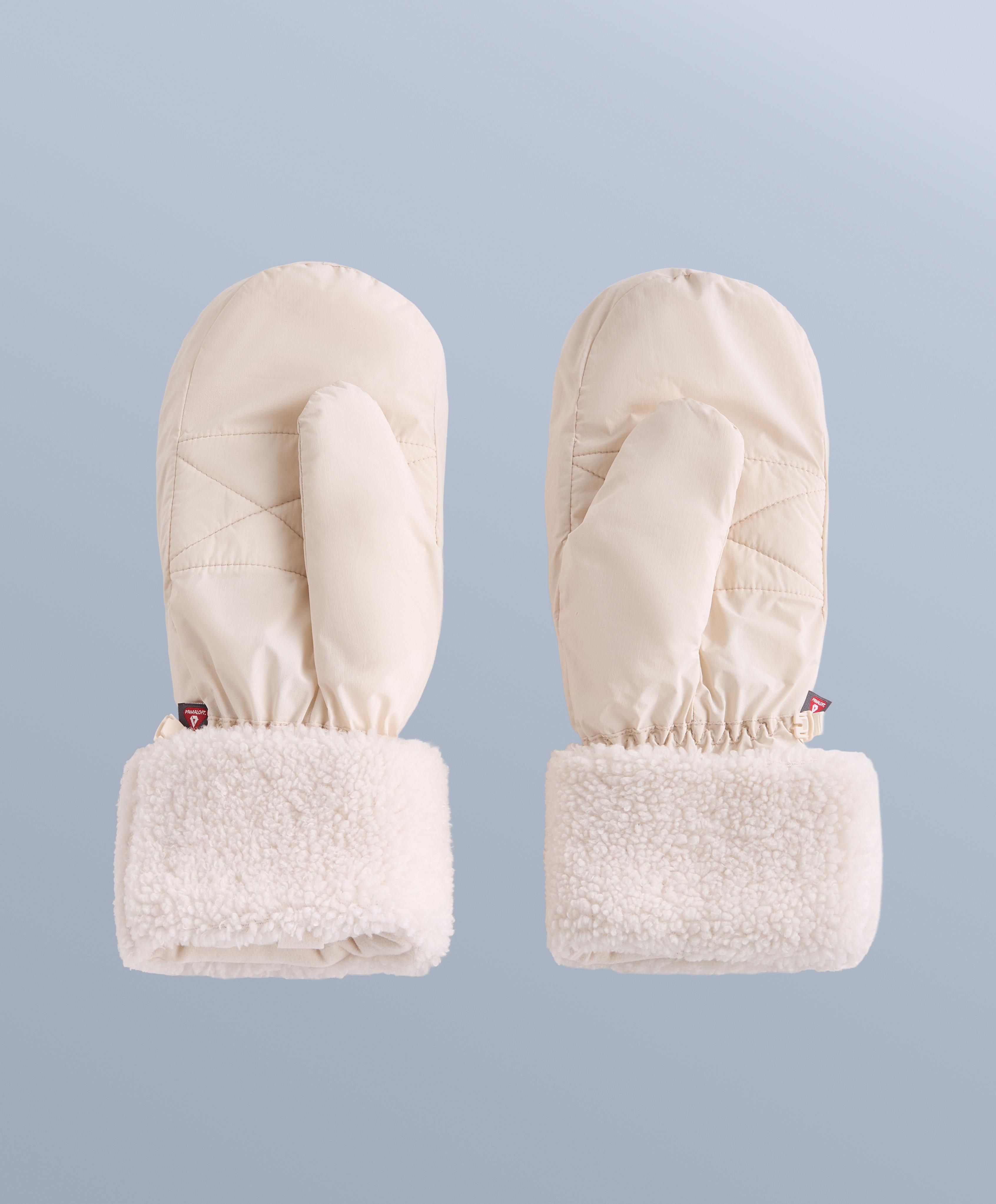 Padded faux-shearling mittens