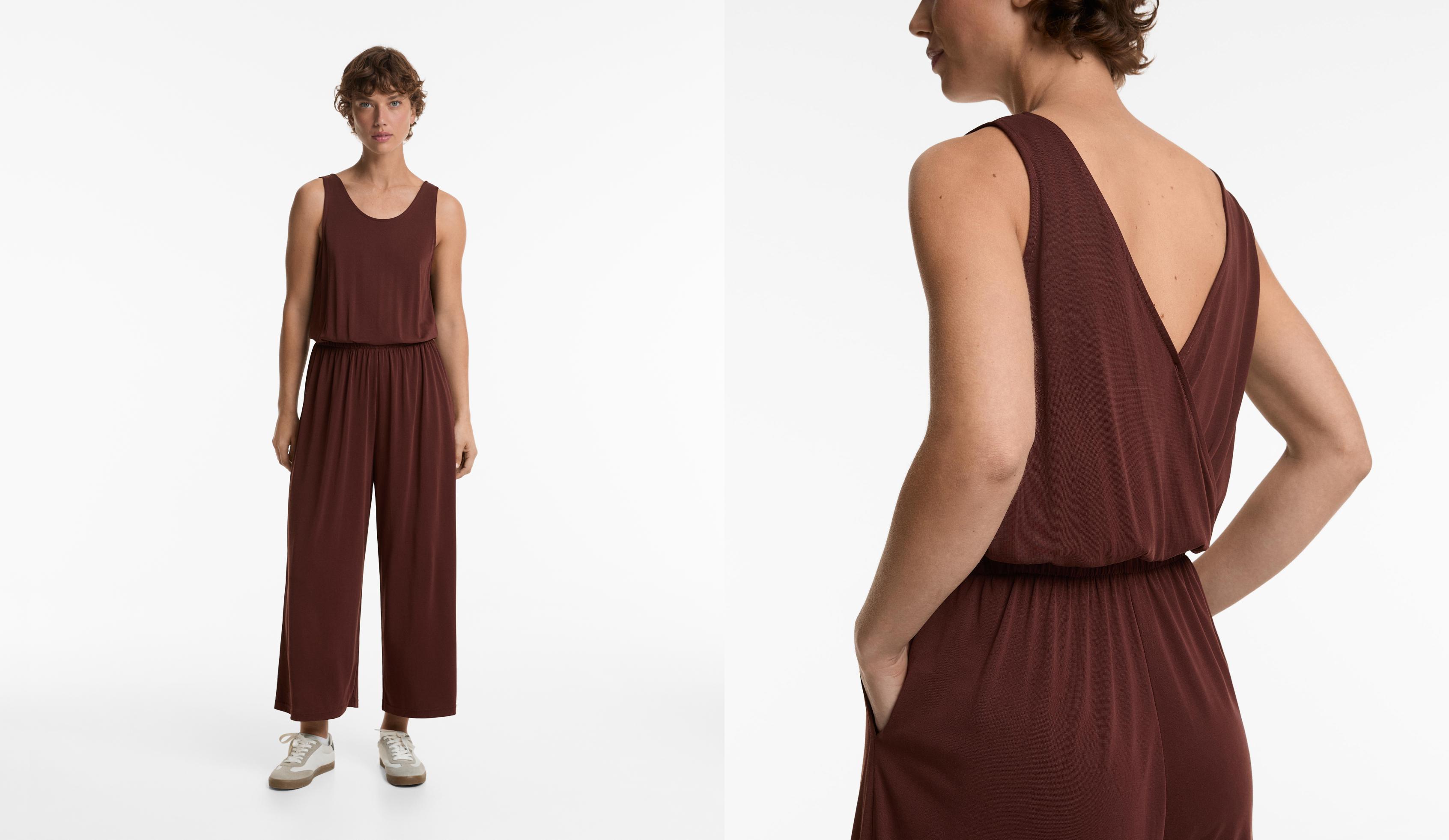 Combinaison midi fluide dos croisé en modal Combinaison midi fluide dos croisé en modal