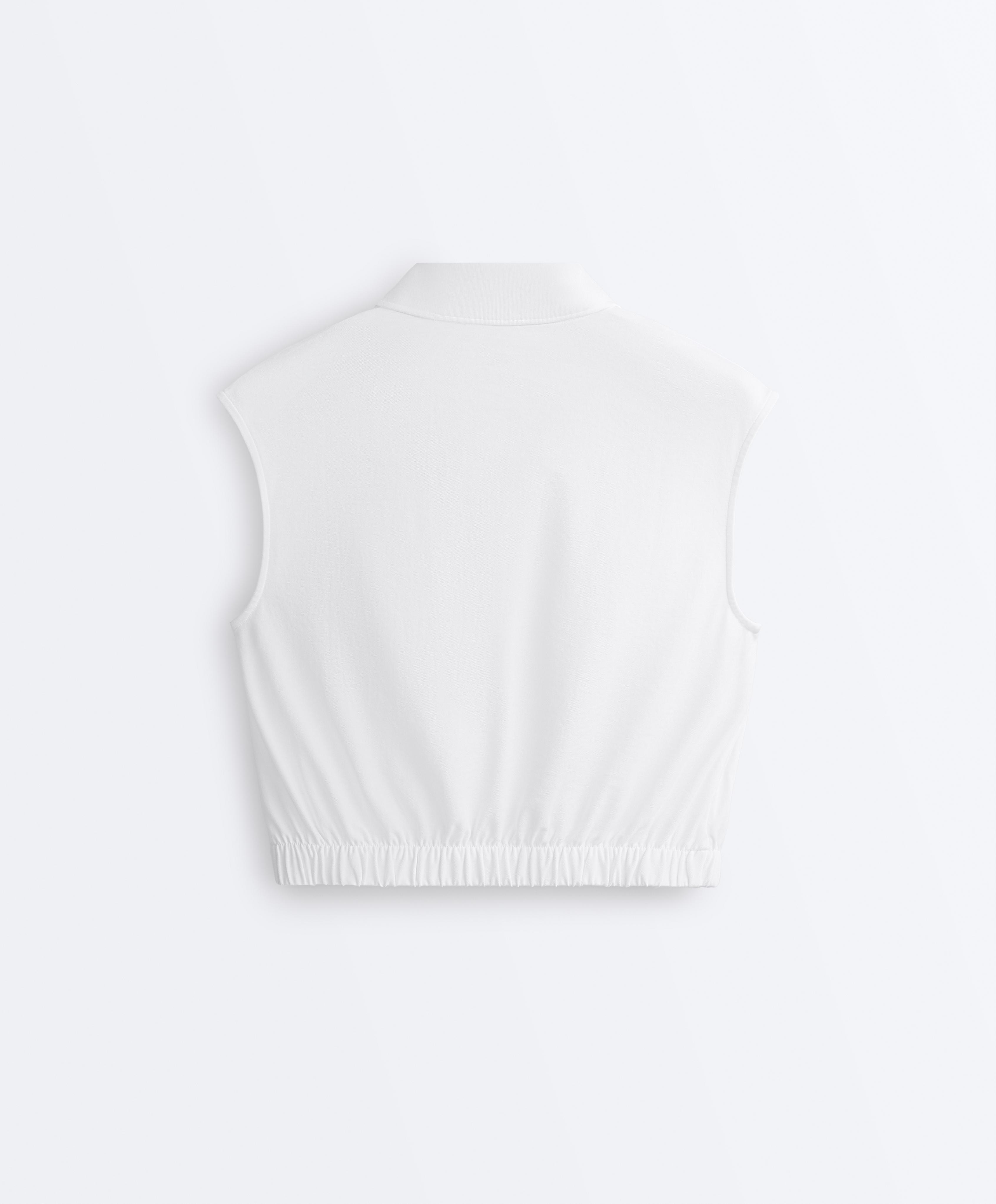 Sleeveless piqué cotton polo shirt — WHITE