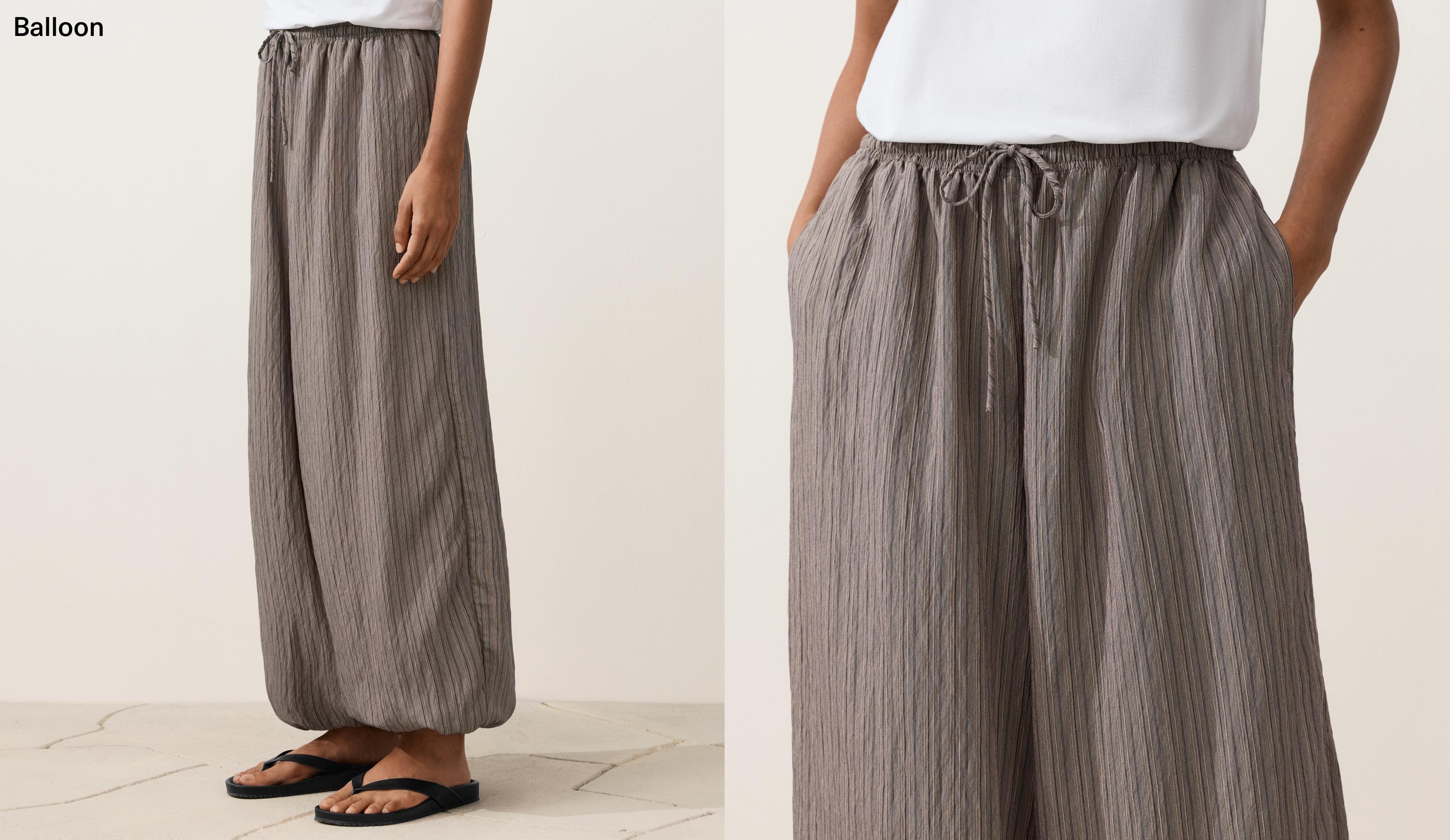 Modal blend striped bloomer trousers — CHARCOAL GREY