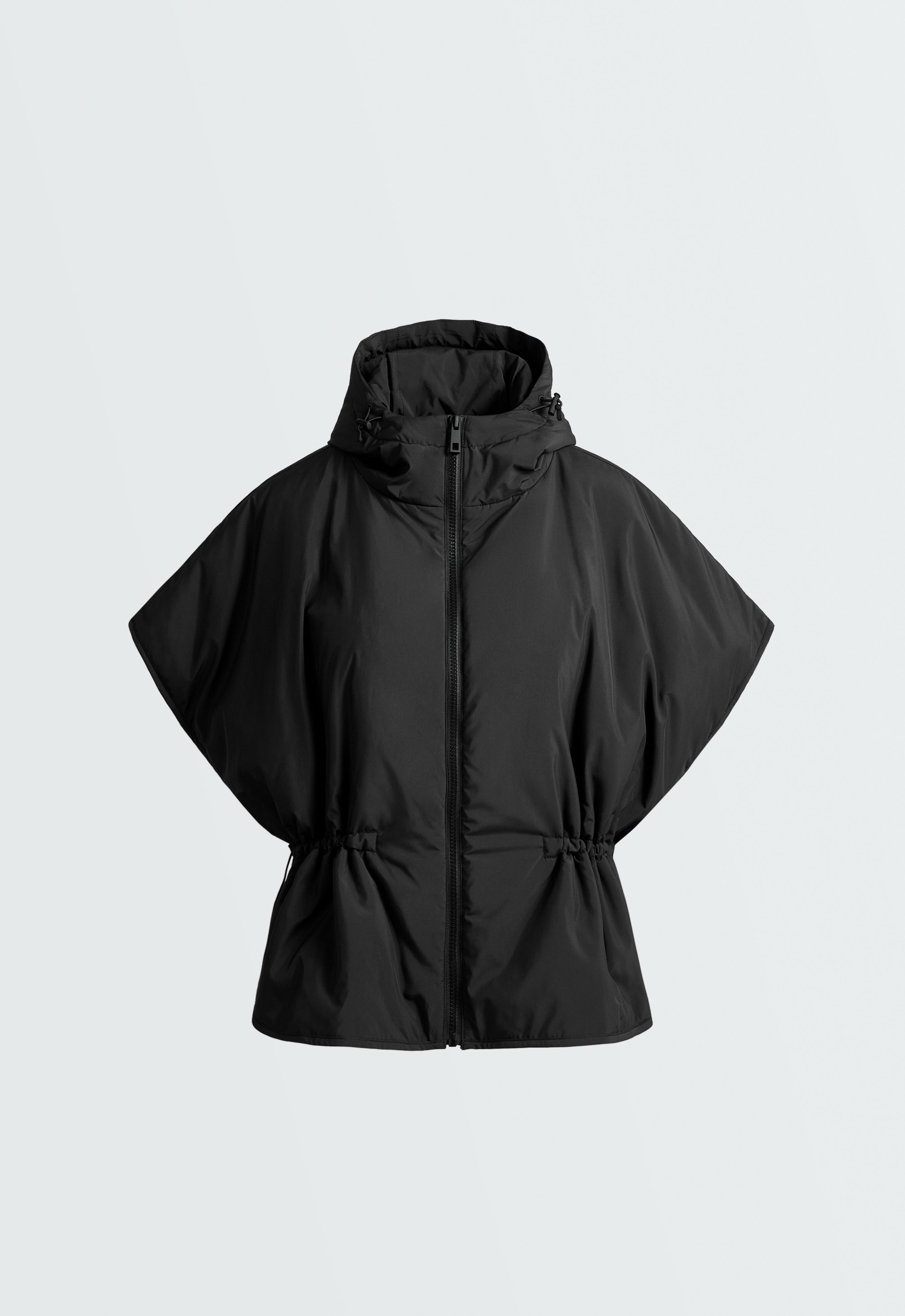 Cape-style padded gilet — BLACK
