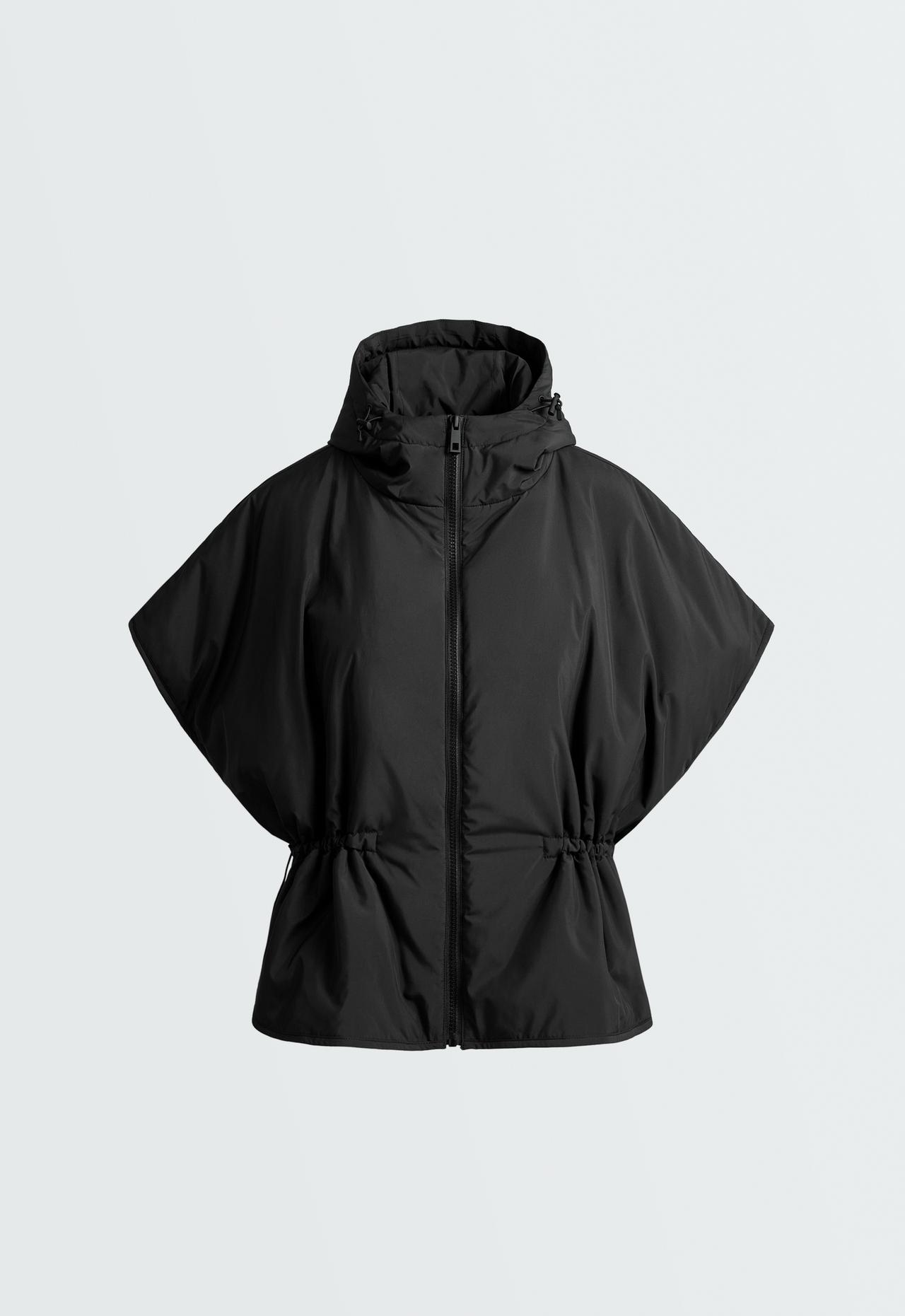 Cape-style padded gilet — BLACK