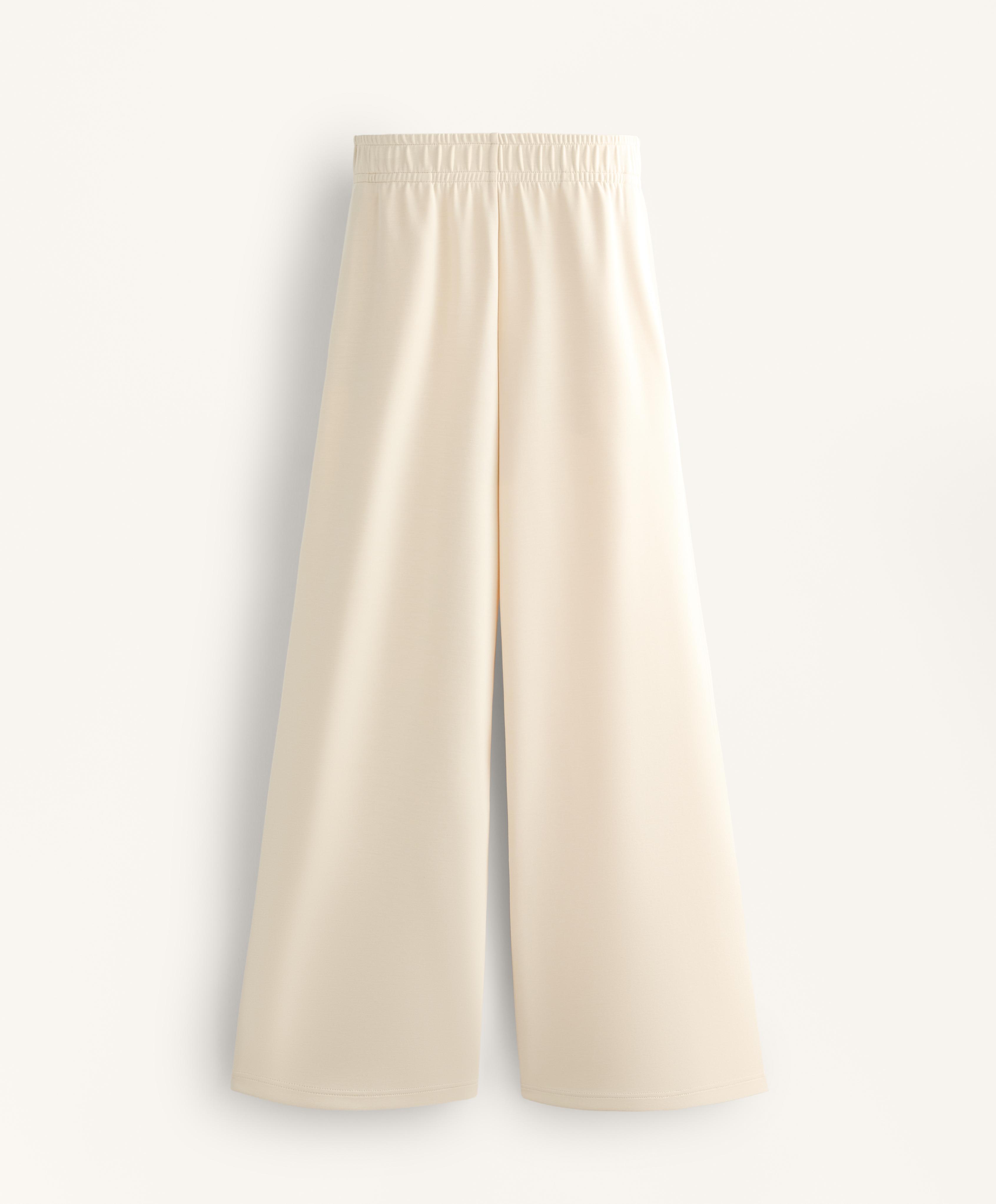Side rib straight-leg trousers with soft-touch modal - Sale