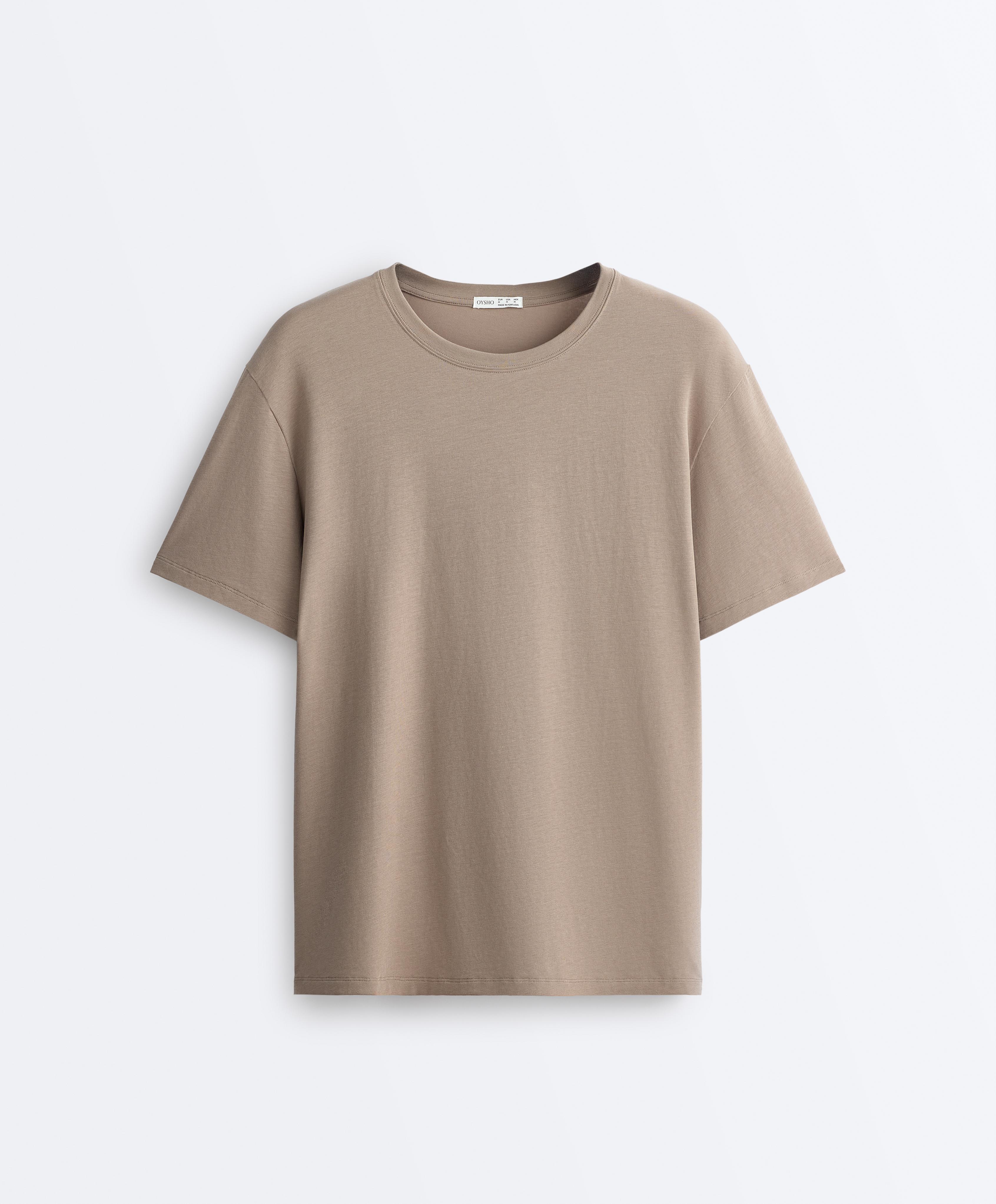 Boxy short-sleeved cotton blend T-shirt with slogan