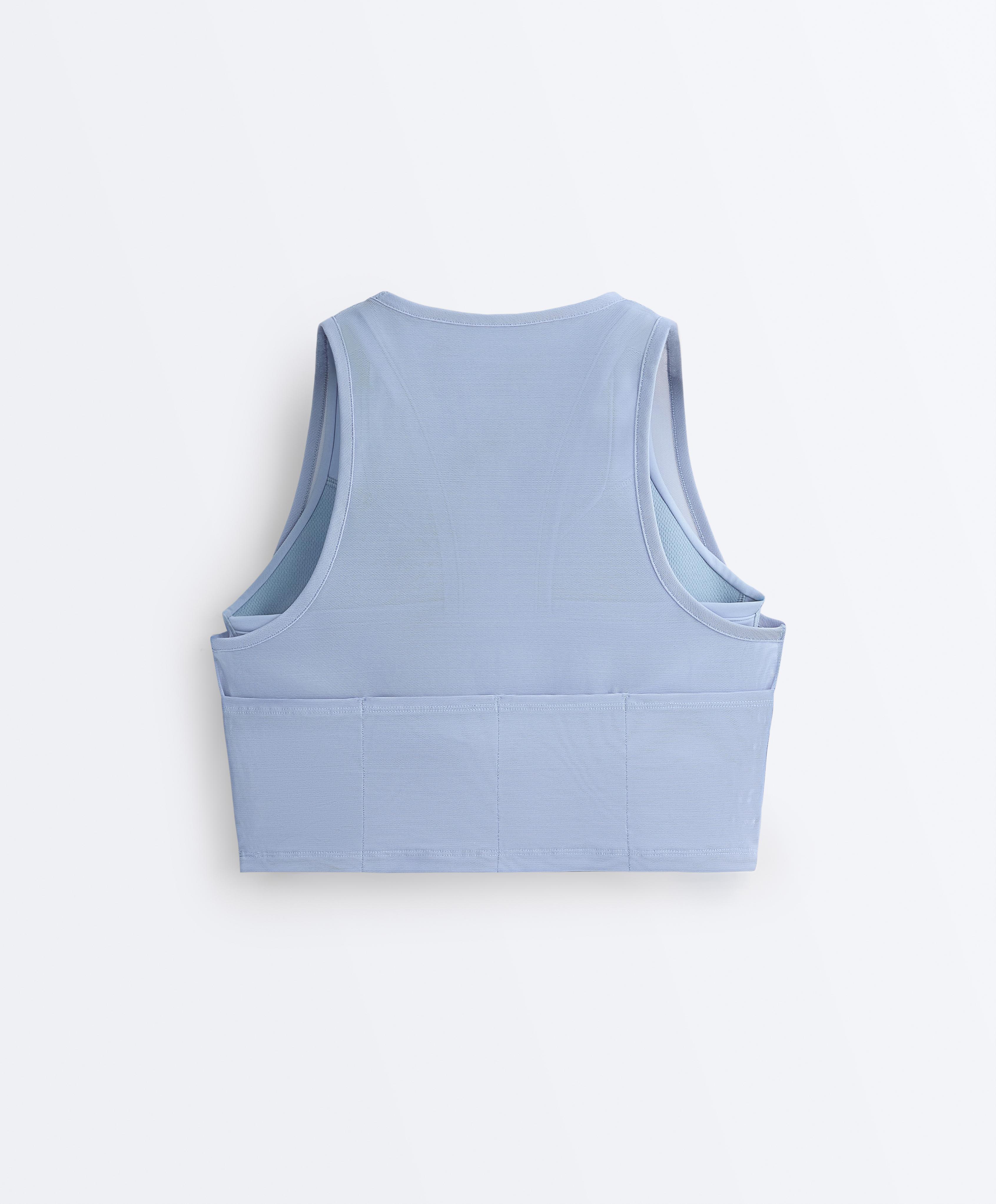 Sheer compressive tank top — MID GREY-BLUE