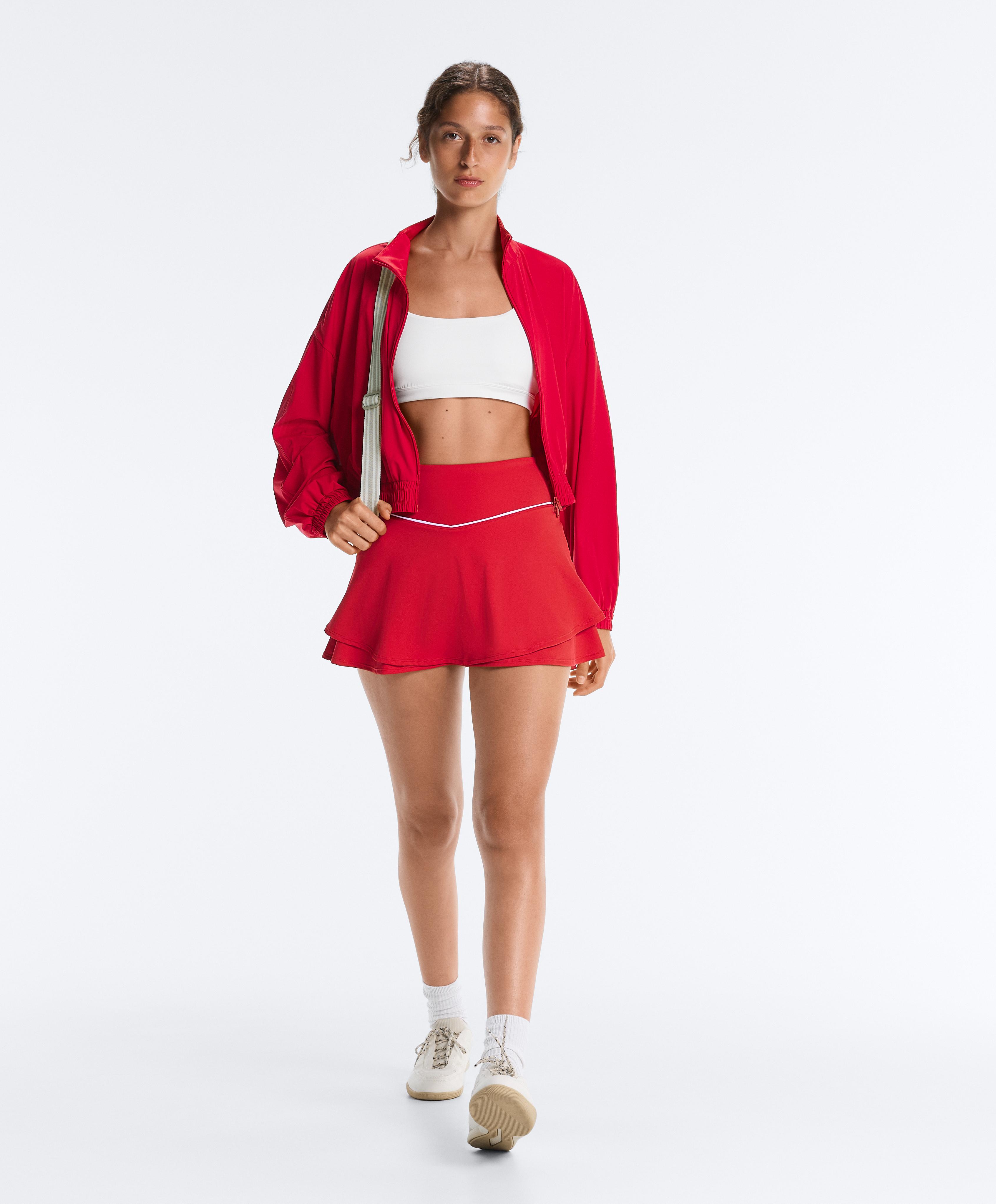Double layer high rise short skirt