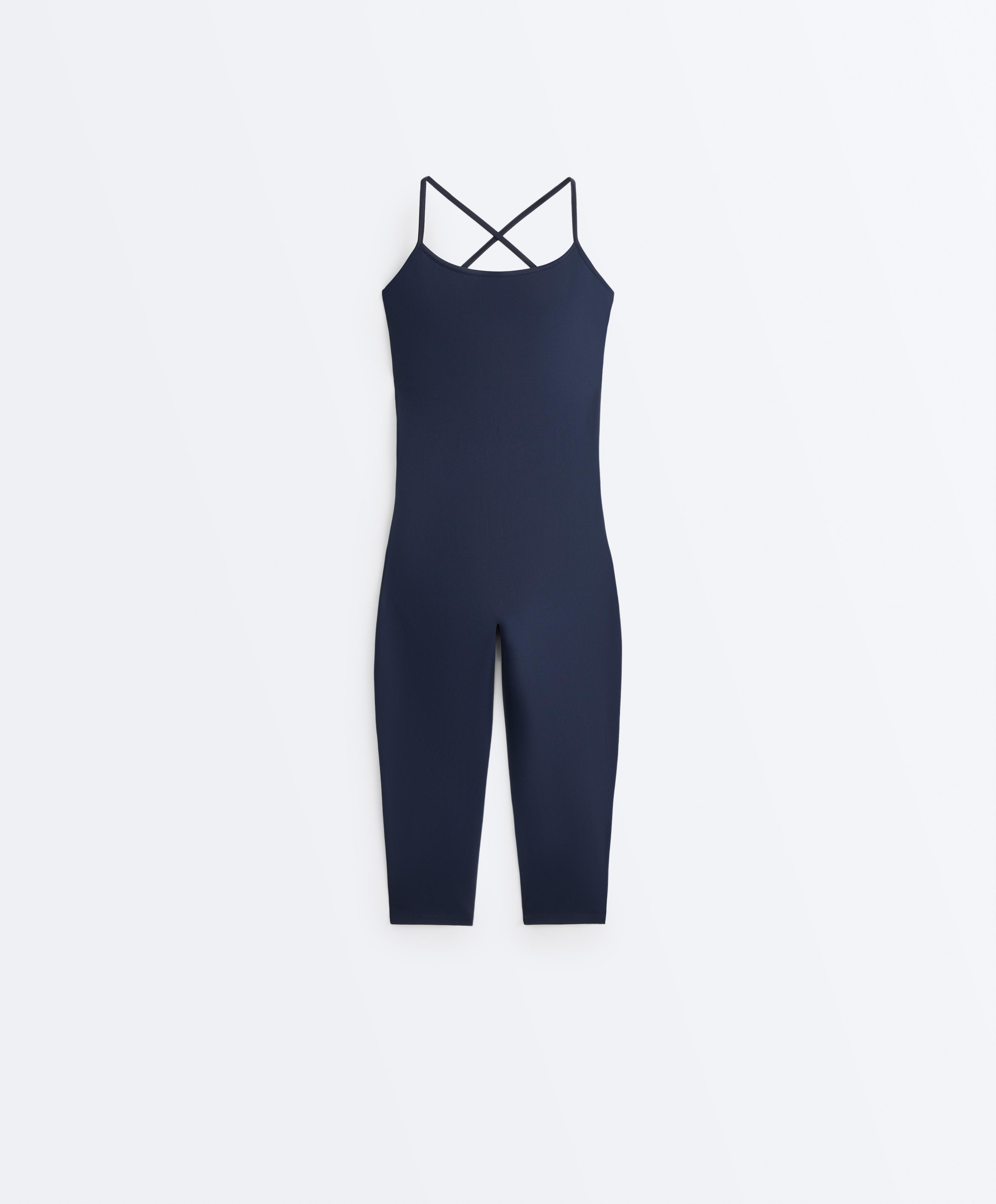 Crossover back Comfortlux capri jumpsuit — NAVY BLUE