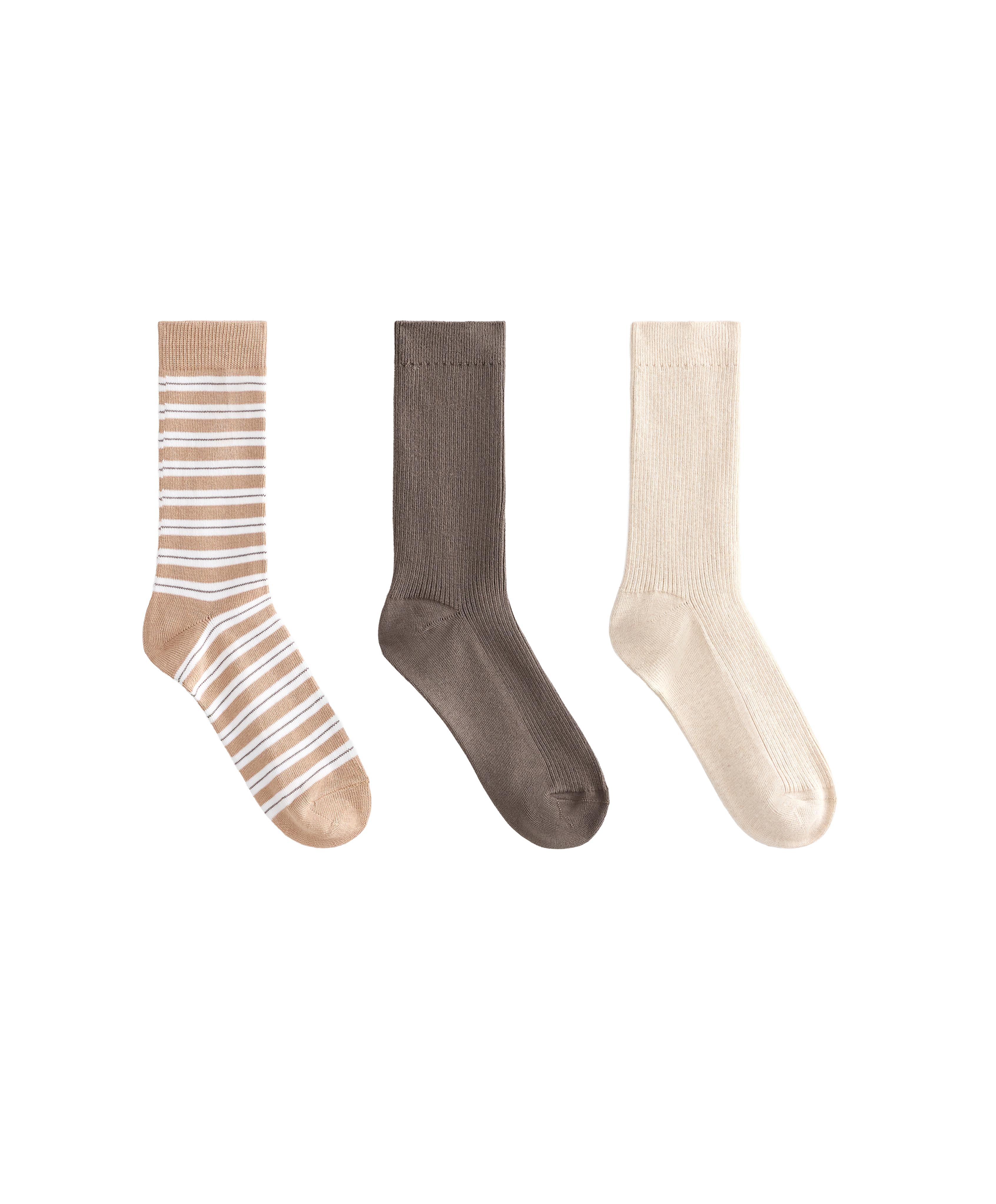 3 pairs of cotton blend classic socks — DARK MINK