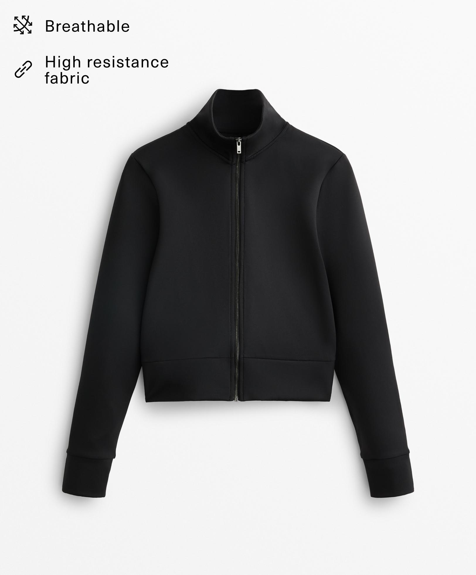 Neoprene-effect technical jacket