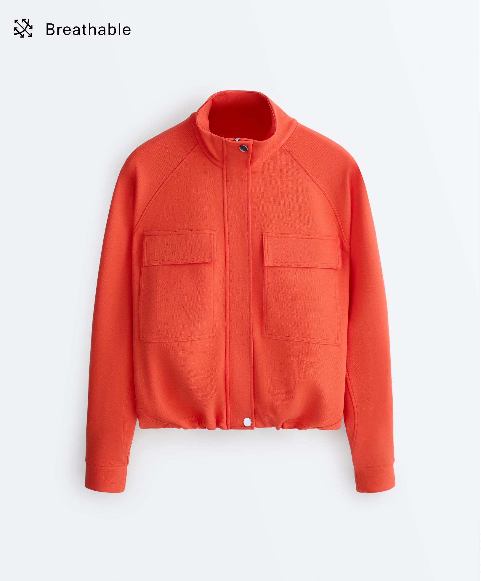 Cotton piqué pocket jacket — BRIGHT ORANGE