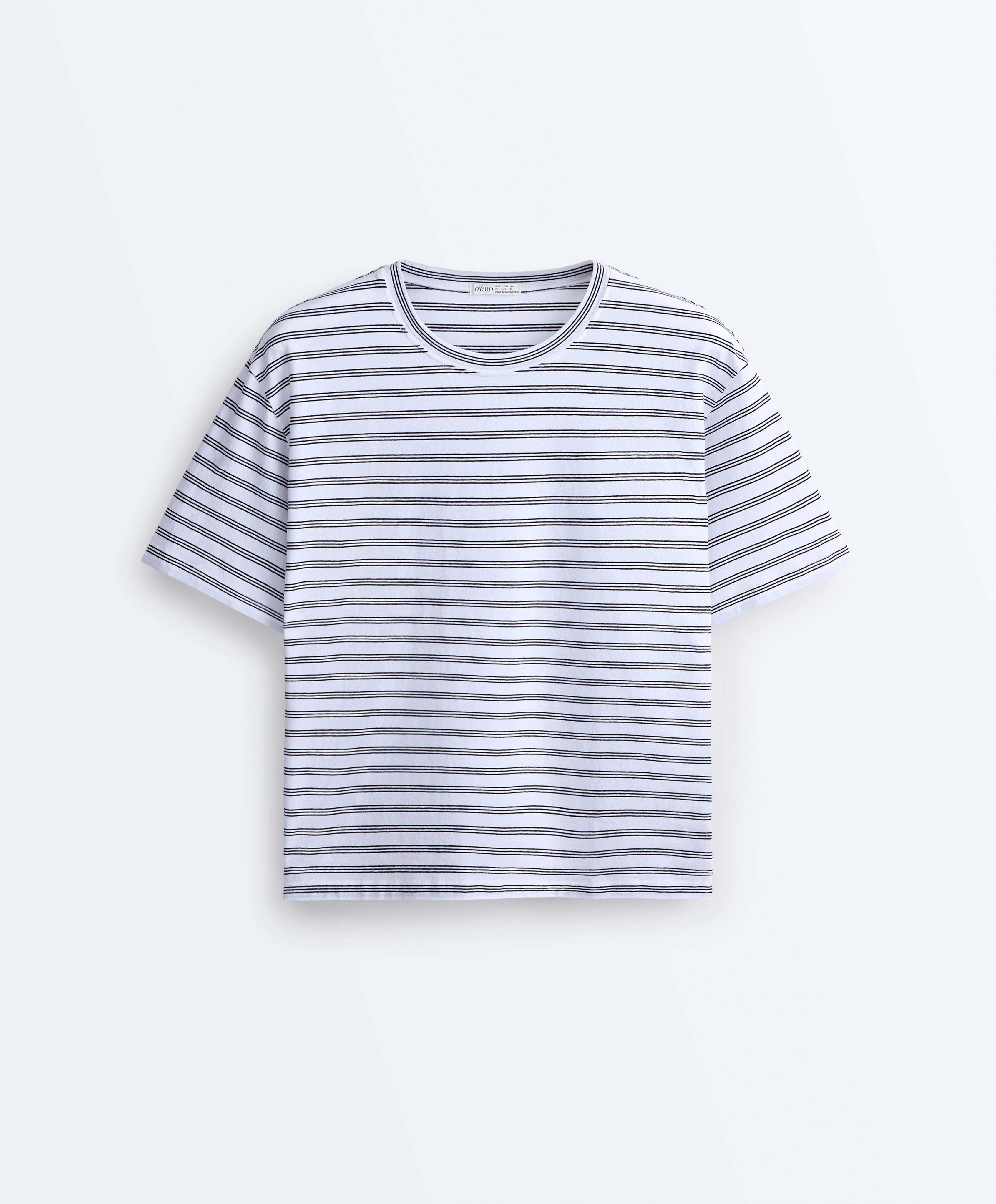 Striped cotton-blend short-sleeved T-shirt