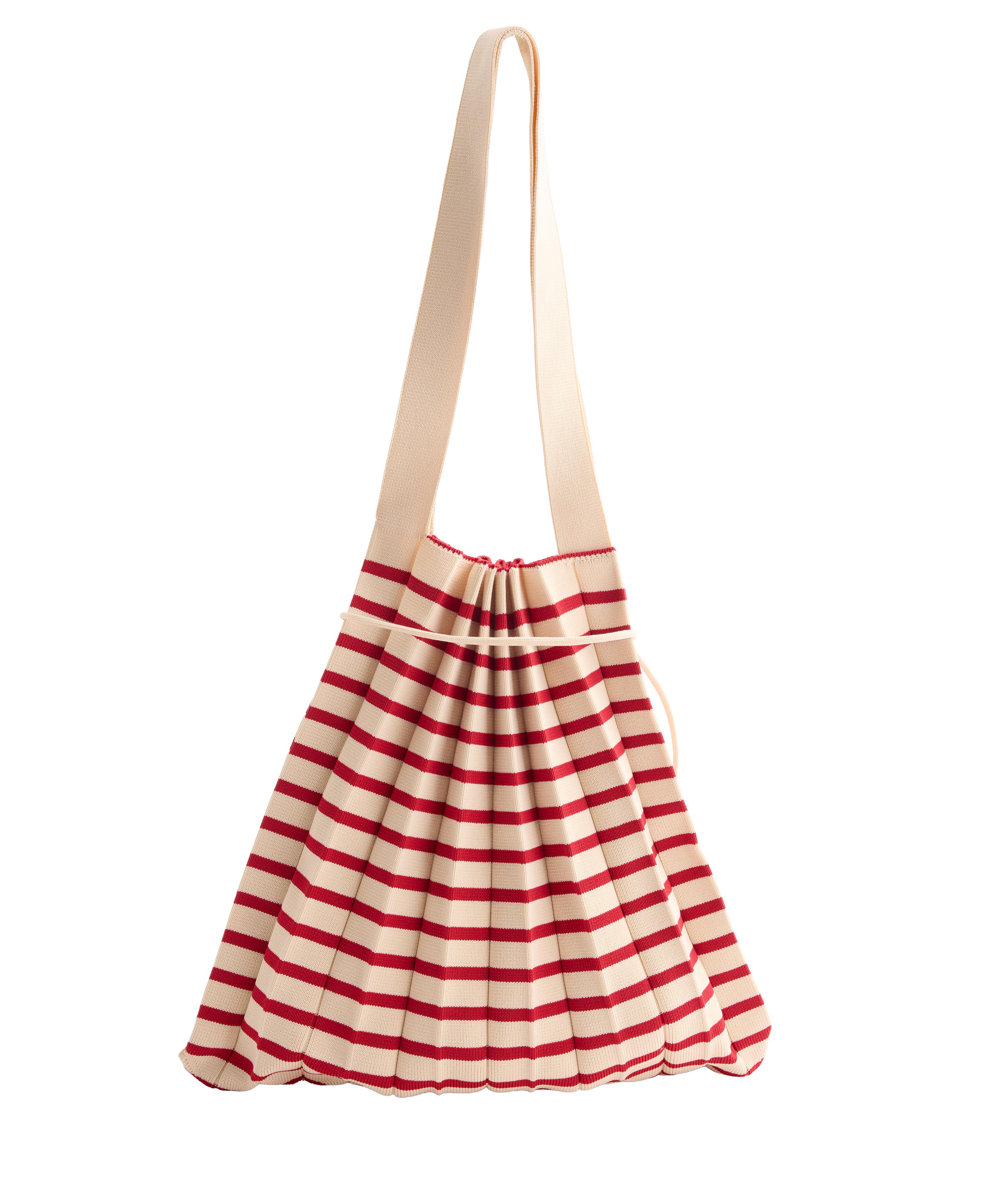Pleated knit shoulder bag — RED