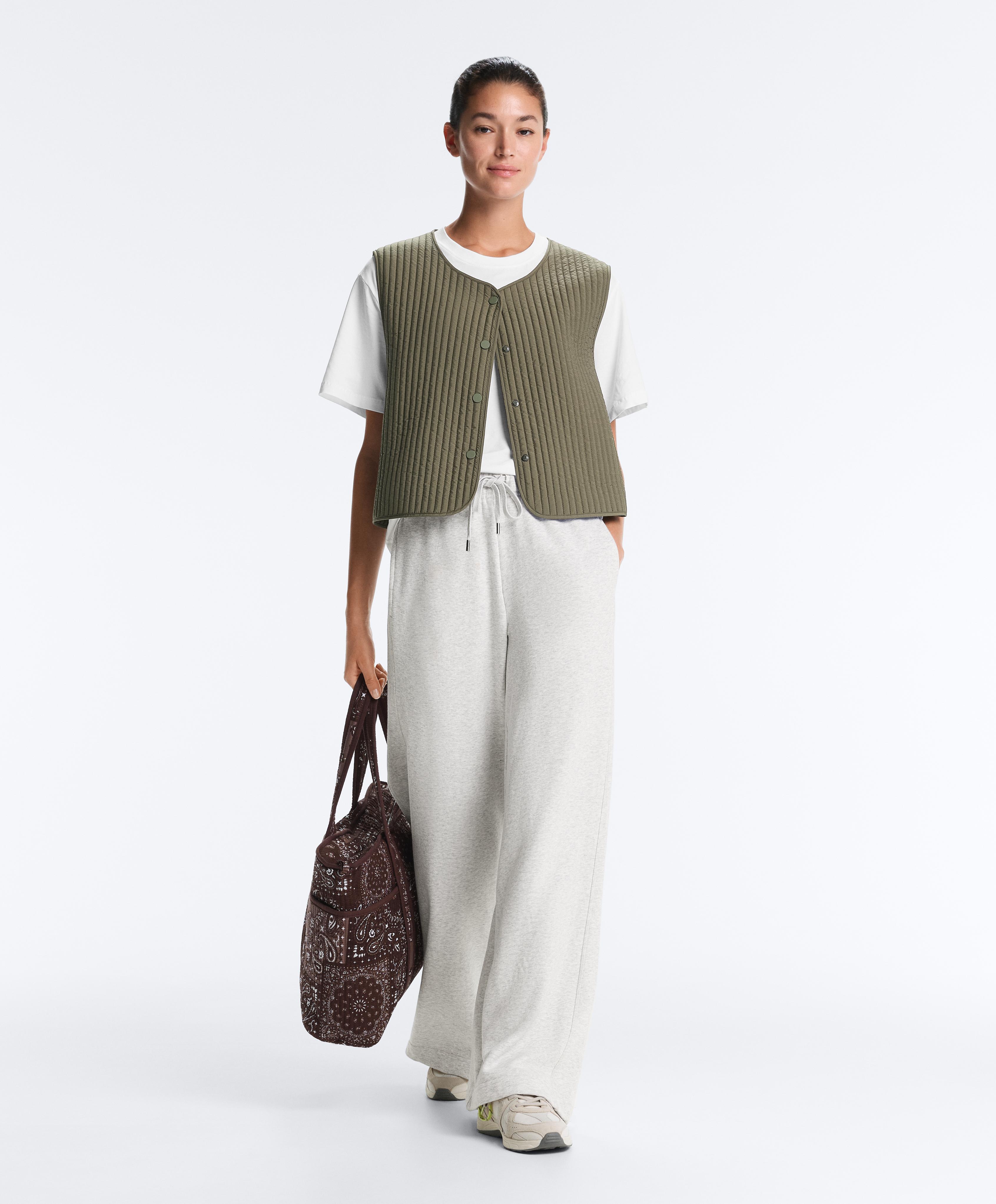 Heathered cotton straight-leg trousers — PALE GREY MELANGE