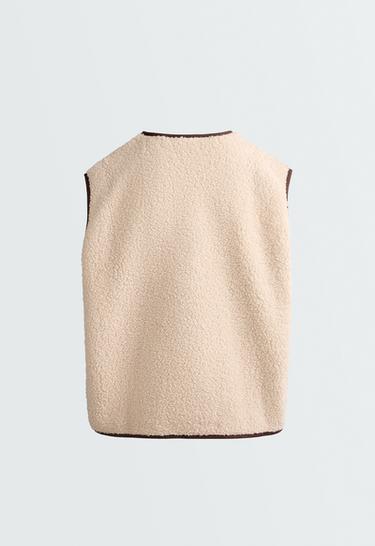 Faux-shearling button gilet — CREAM 6
