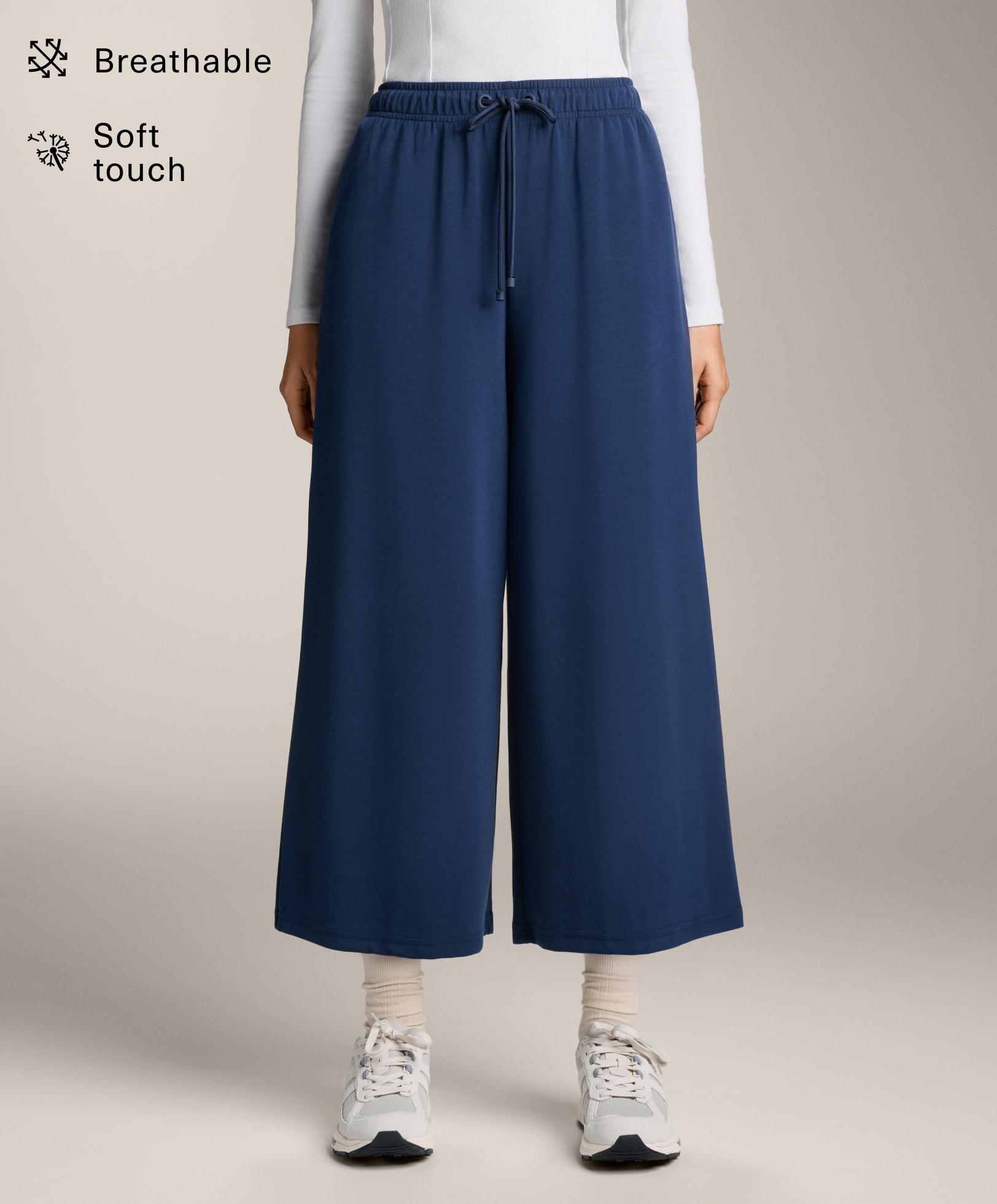Soft-touch wide-leg crop trousers with modal