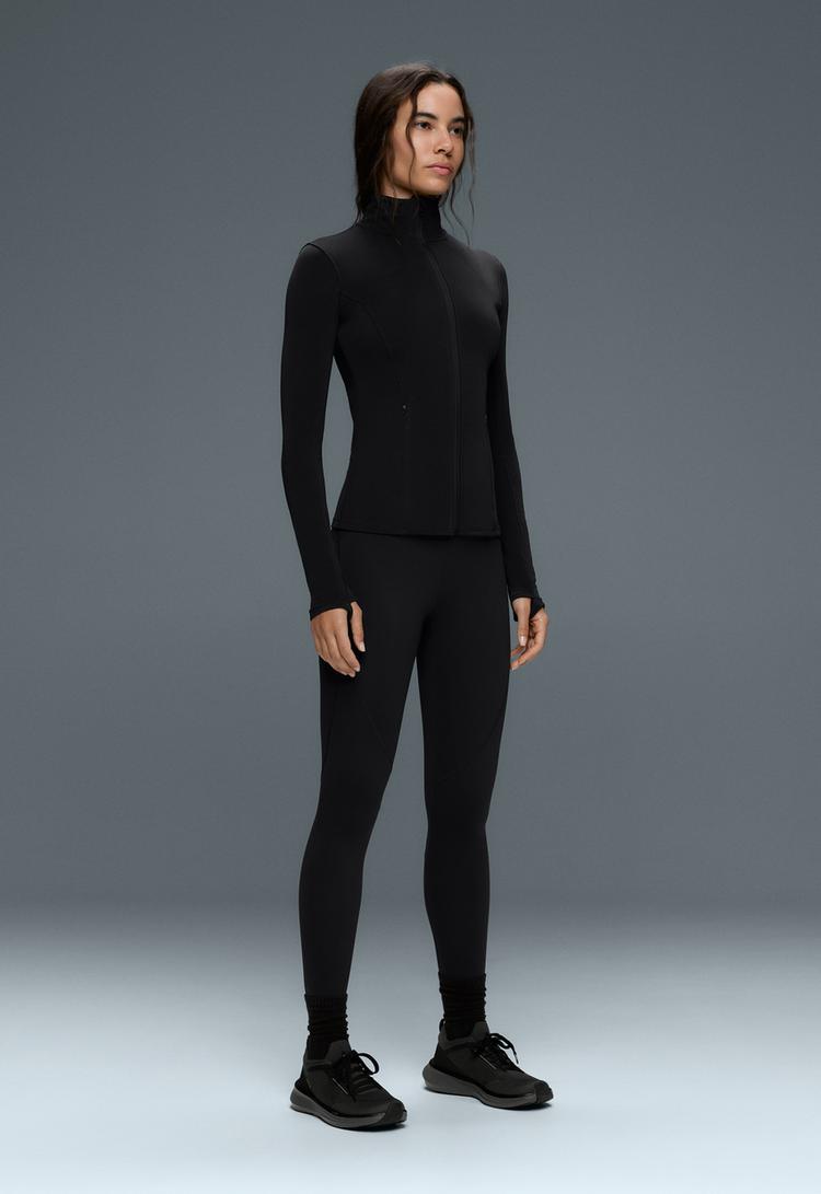 Long light warm technical jacket — BLACK