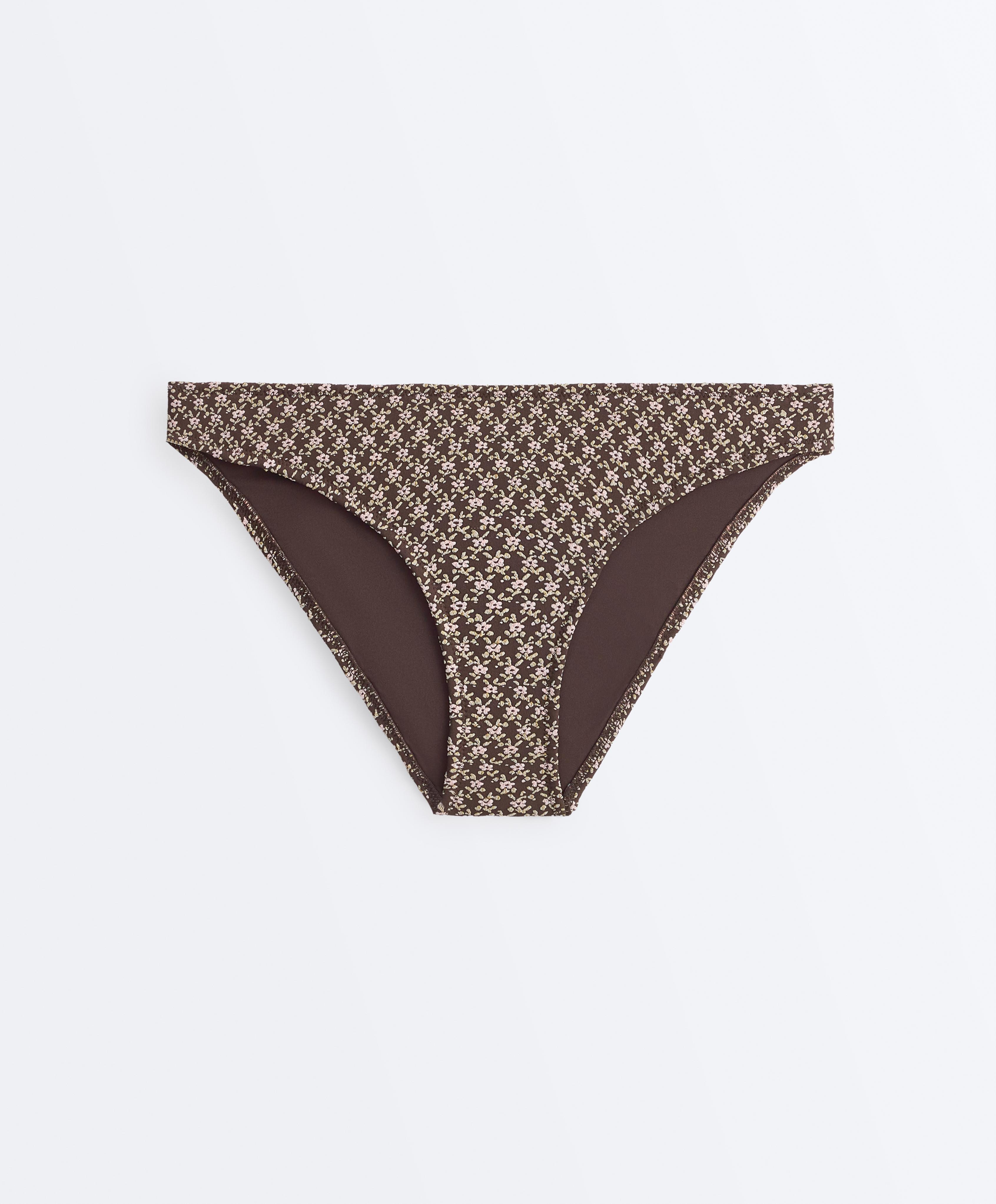 Çiçekli jakarlı klasik bikini altı - Görsel 8