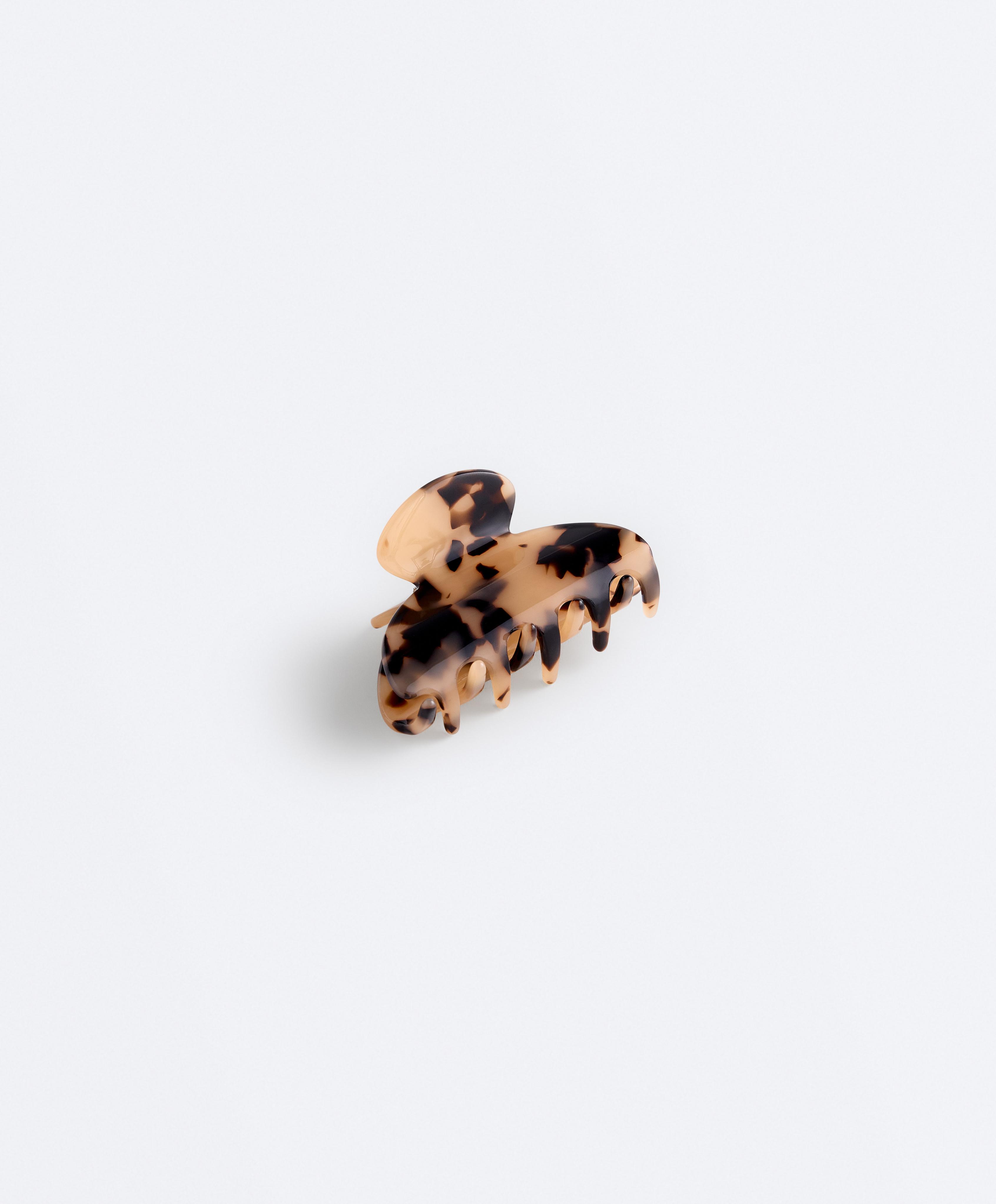 Medium tortoiseshell-effect hair clip — BLACK