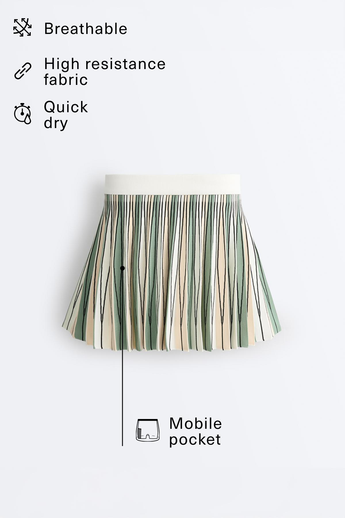 High rise seamless pleated skirt — PALE ECRU