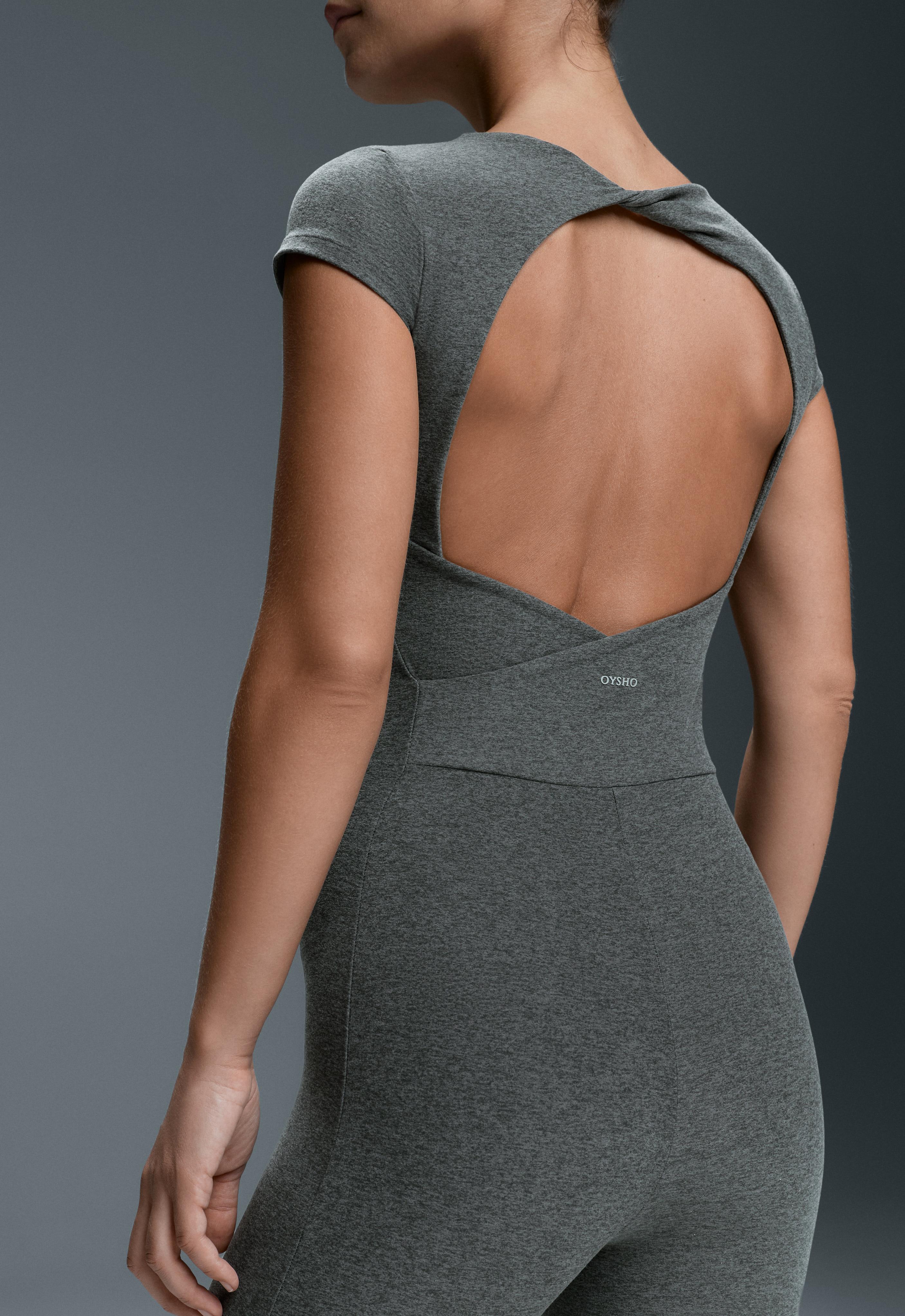 Comfortlux marl open-back short jumpsuit — DARK GREY MELANGE