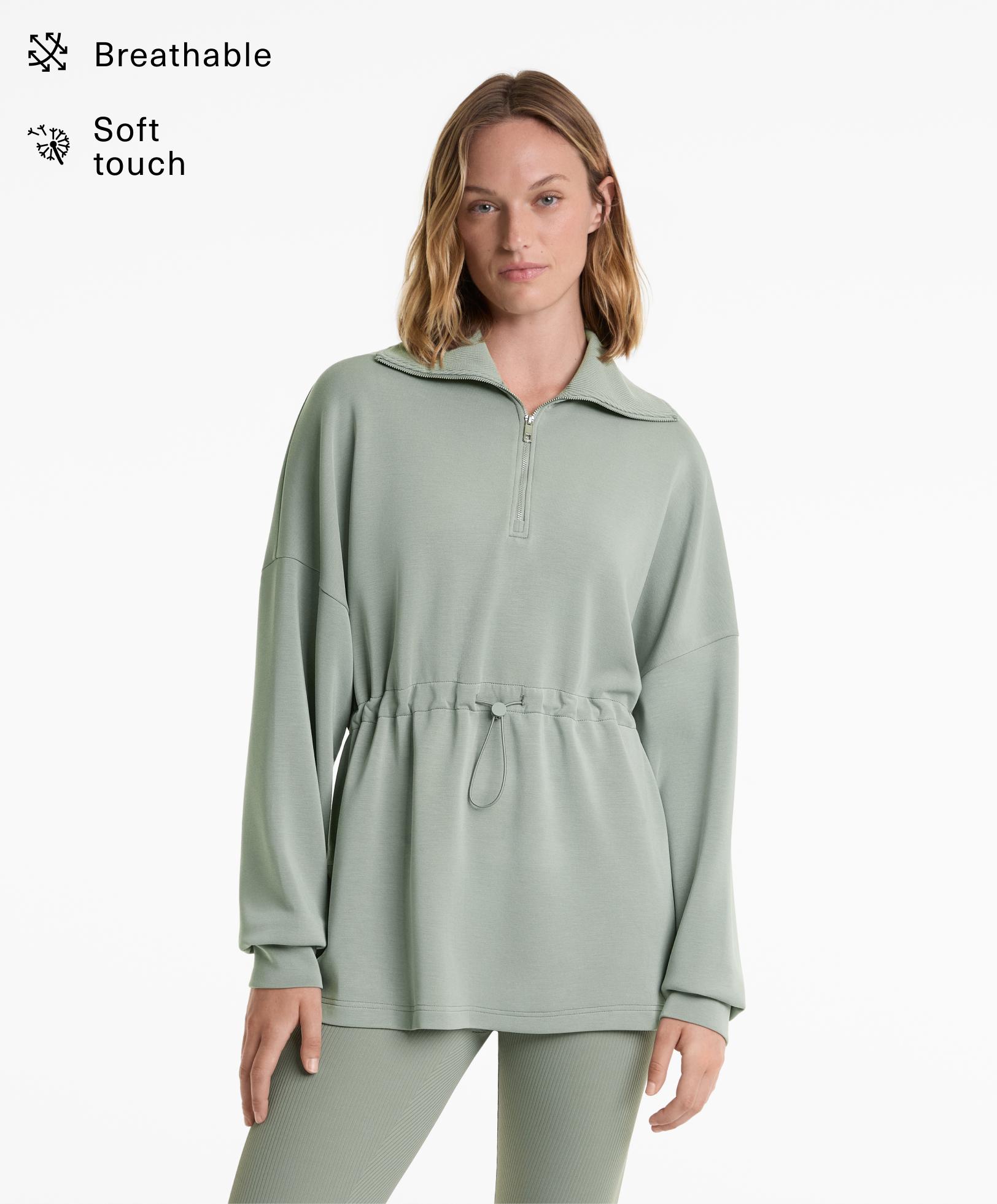 Half-zip sweatshirt with soft touch modal