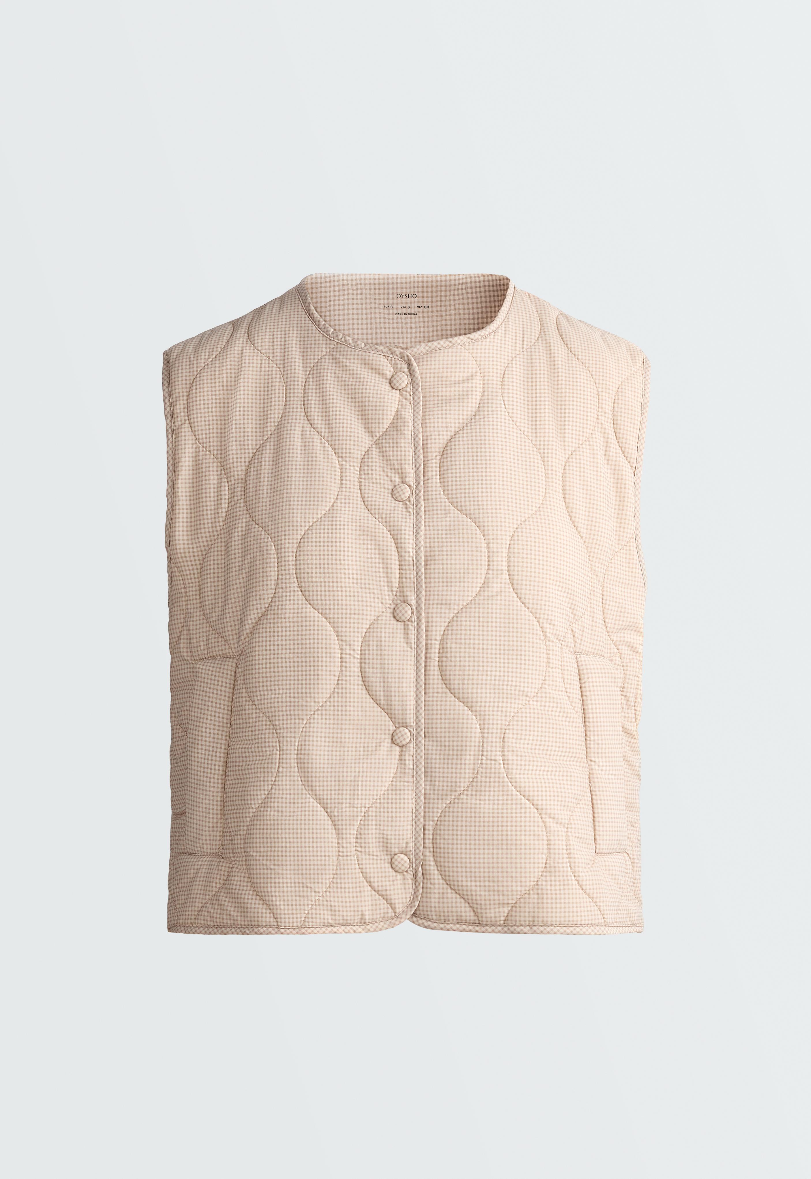 FELLEX® AEROGEL padded gingham gilet — BEIGE